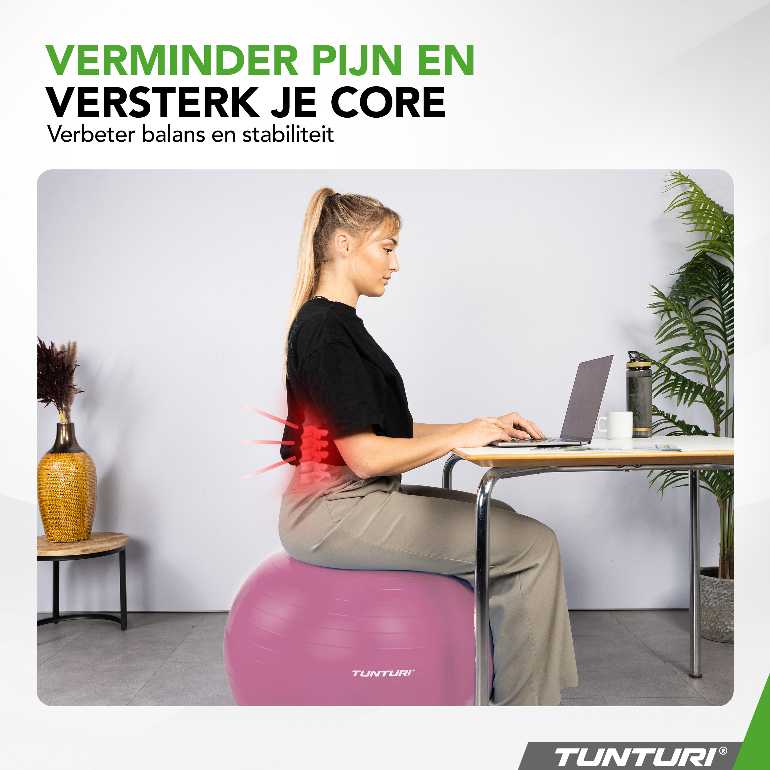 Tunturi Gymbal - Anti Burst Fitness bal 65 cm - Paars Tunturi Gymbal - Anti Burst Fitness bal 65 cm - Paars
