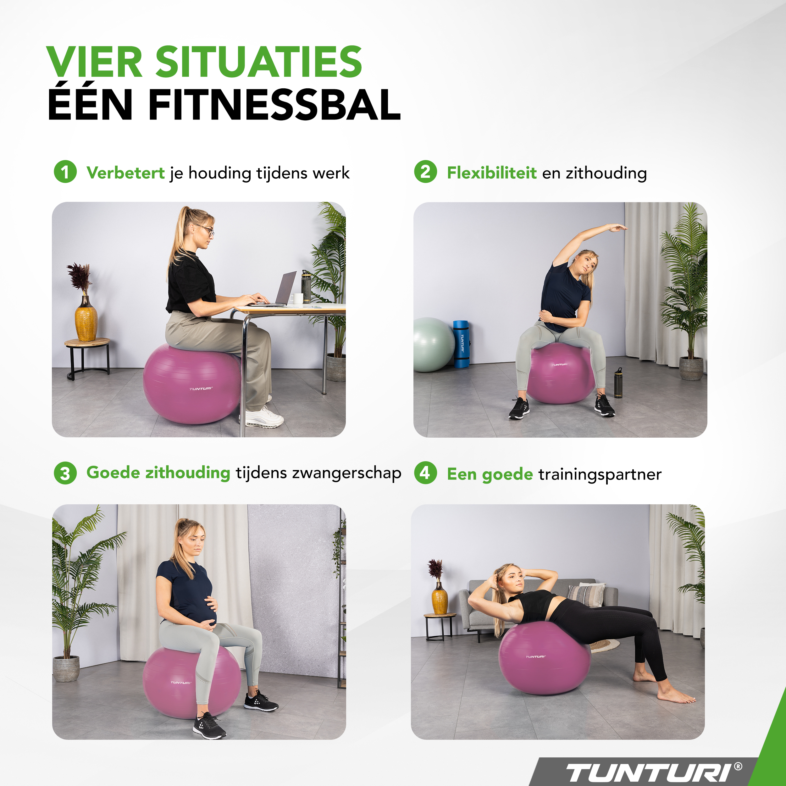 Tunturi Gymbal - Anti Burst Fitness bal 75 cm - Paars Tunturi Gymbal - Anti Burst Fitness bal 75 cm - Paars