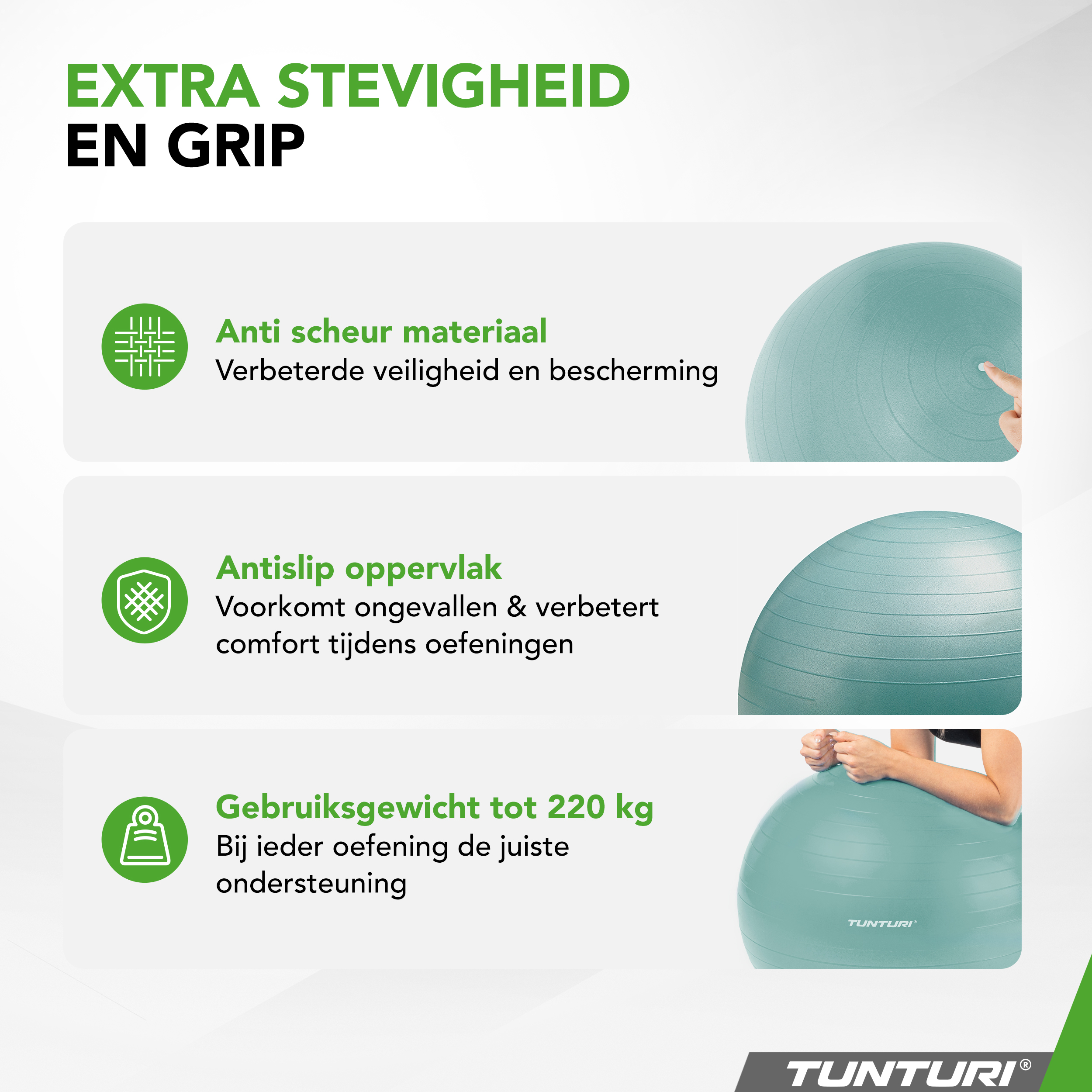 Tunturi Gymball - Anti Burst Fitness bal 65 cm - Groen Tunturi Gymball - Anti Burst Fitness bal 65 cm - Groen
