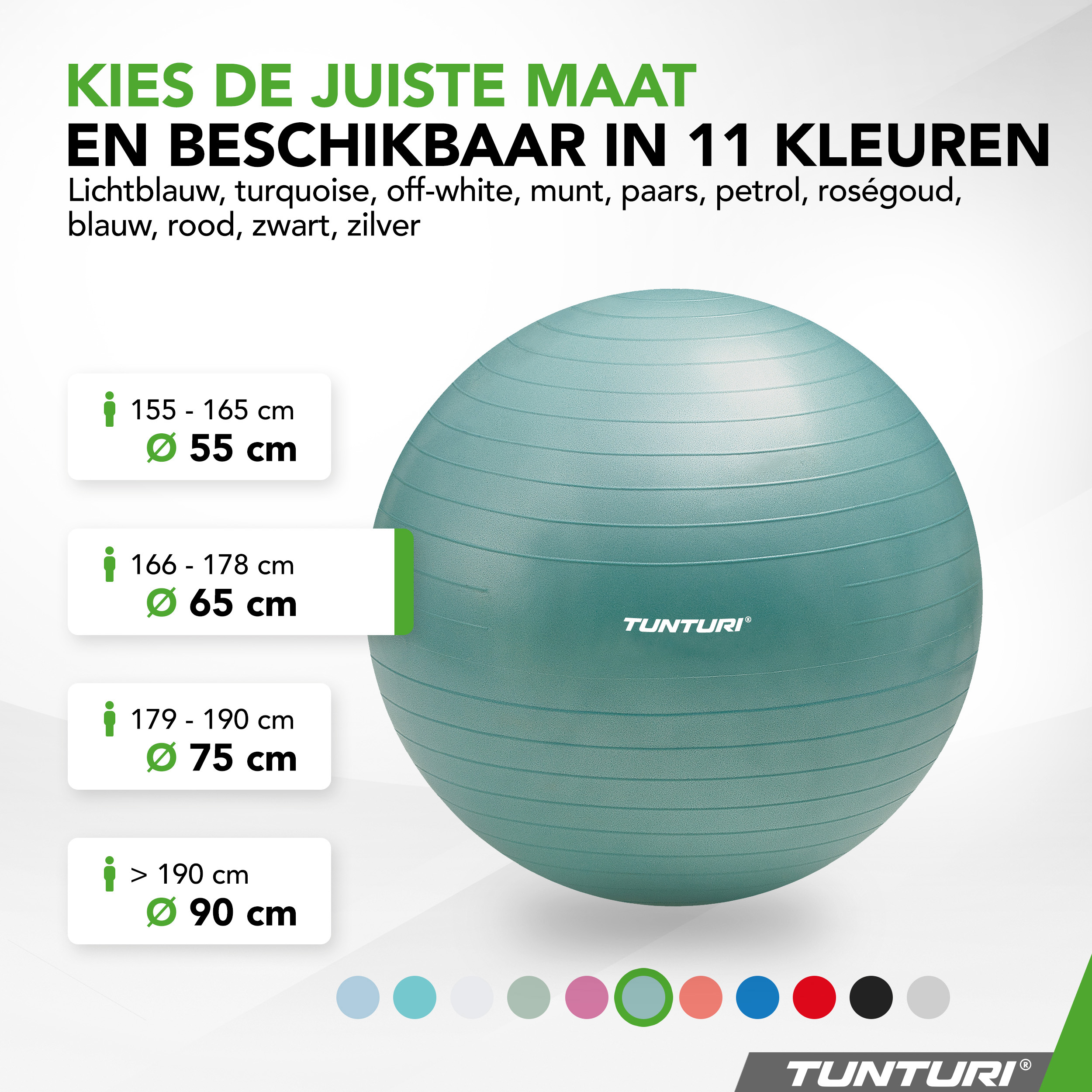 Tunturi Gymball - Anti Burst Fitness bal 65 cm - Groen Tunturi Gymball - Anti Burst Fitness bal 65 cm - Groen