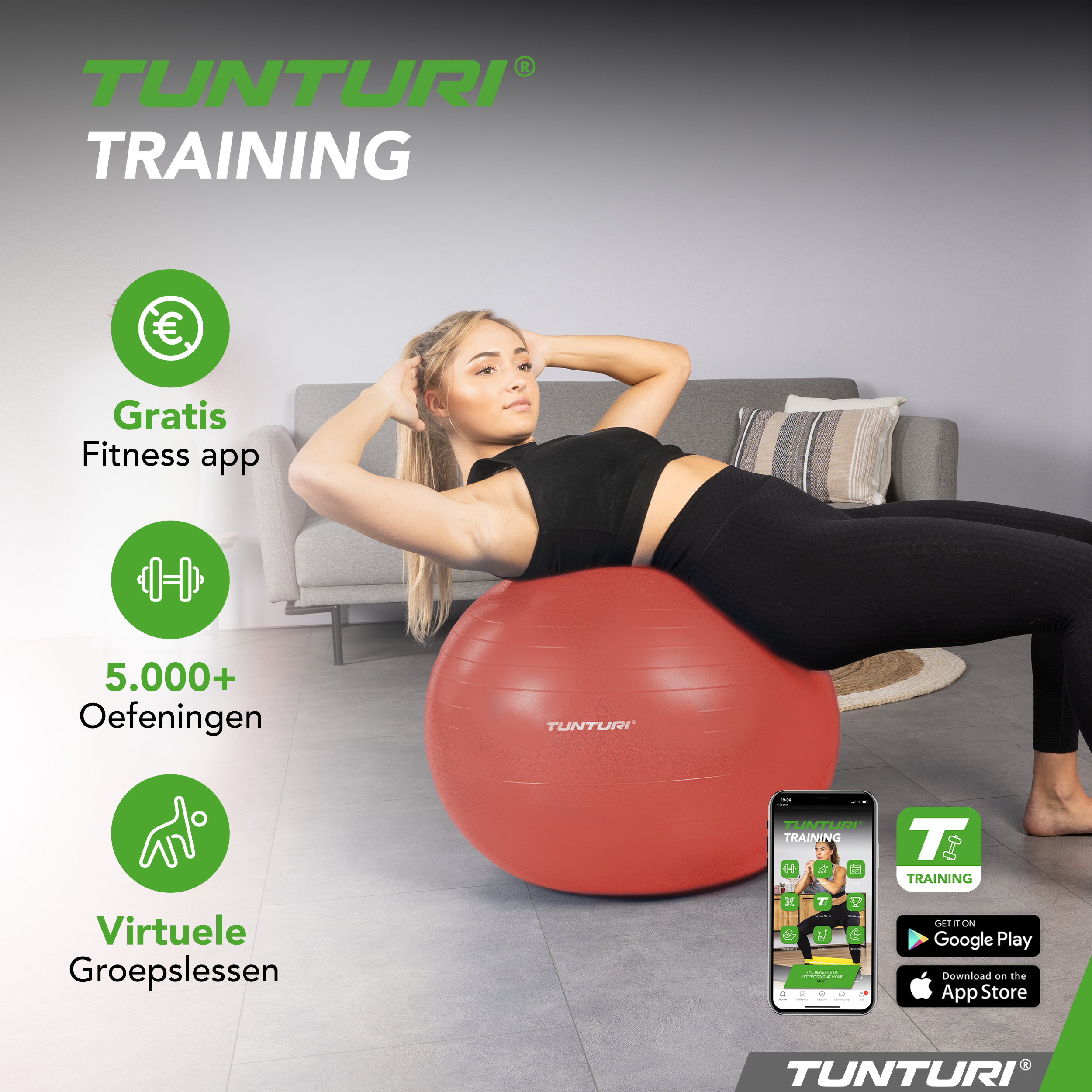 Tunturi Gymbal - Anti Burst 75 cm - Roze Tunturi Gymbal - Anti Burst 75 cm - Roze