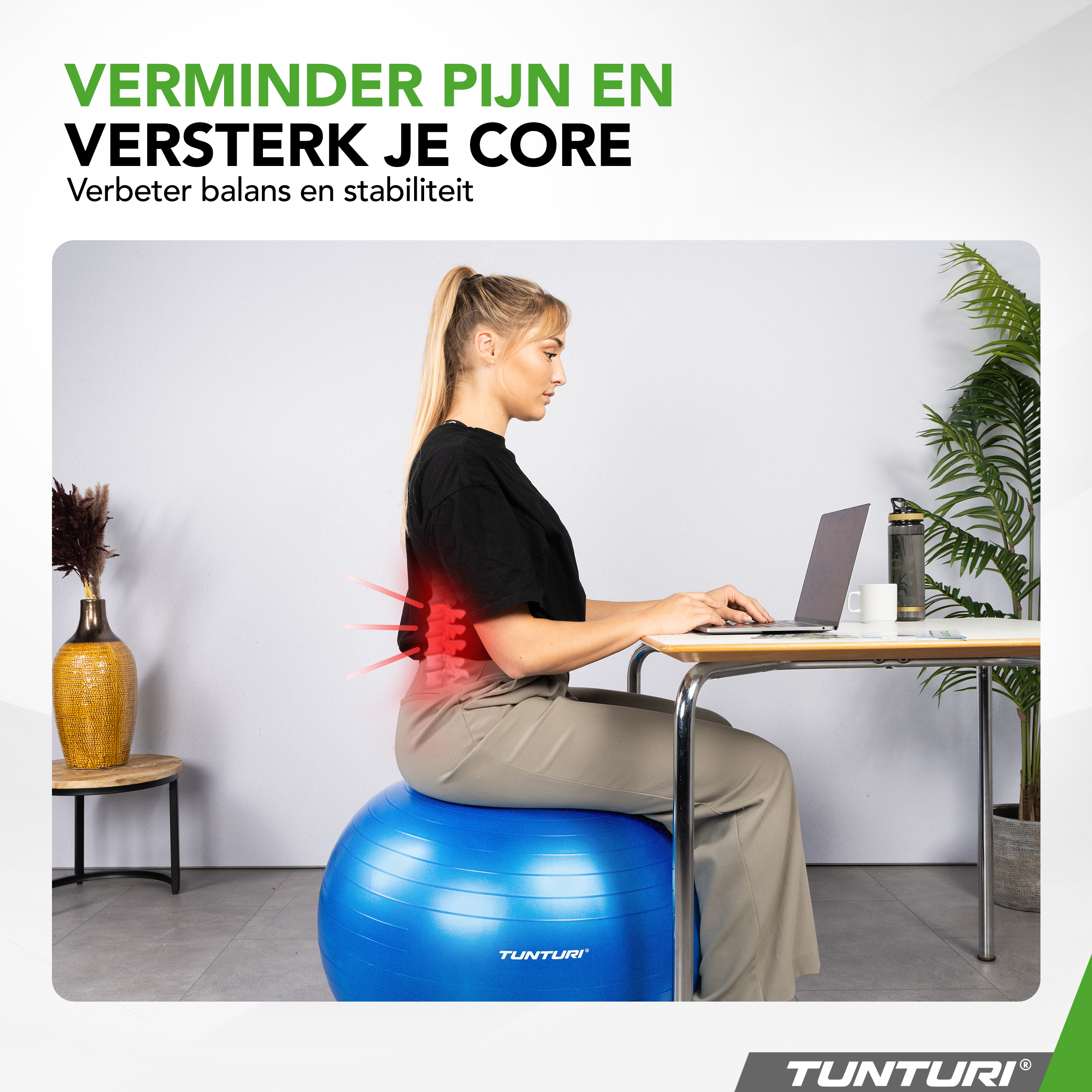 Tunturi Gymbal - Anti Burst Fitness bal 55 cm - Blauw Tunturi Gymbal - Anti Burst Fitness bal 55 cm - Blauw