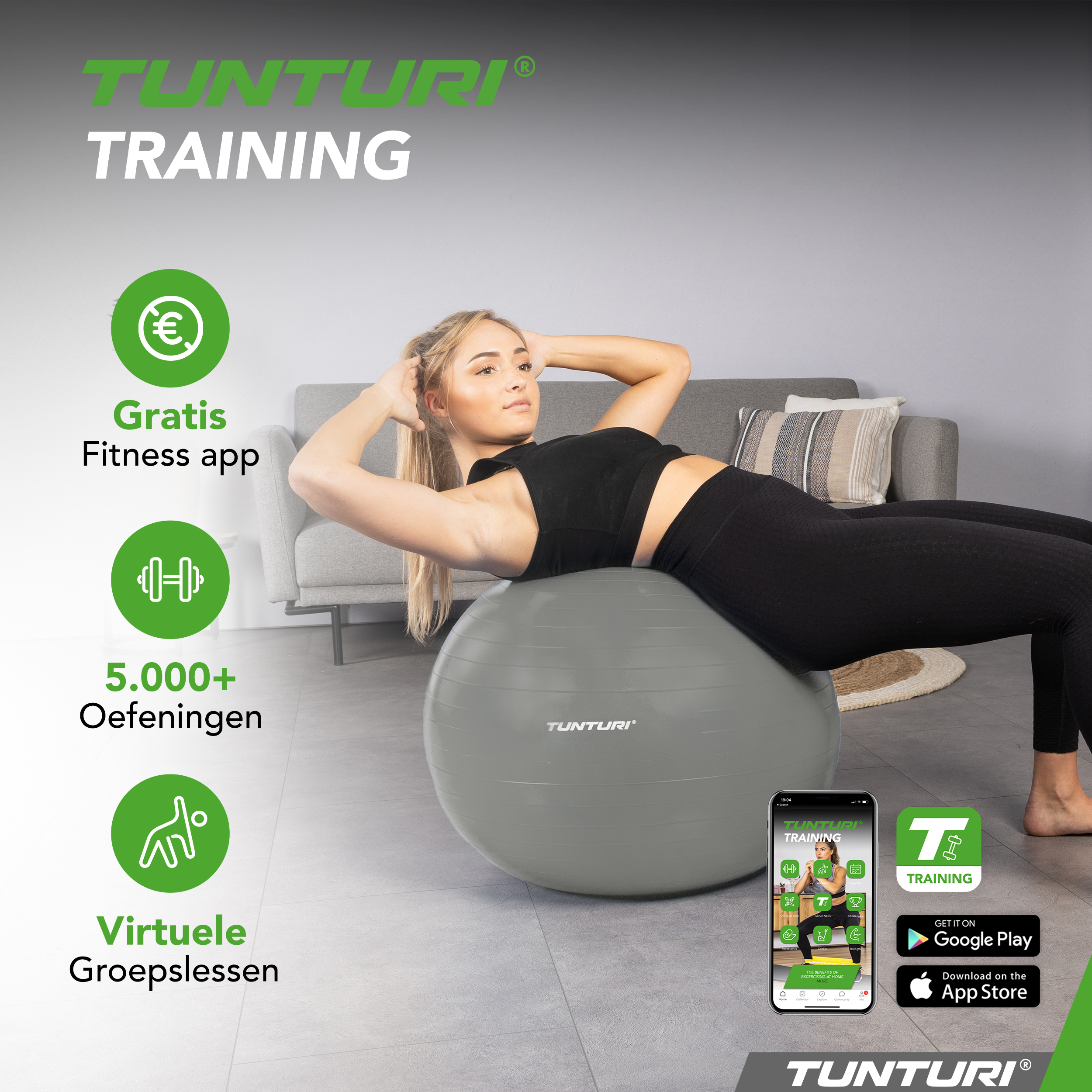 Tunturi Gymbal - Anti Burst 55 cm - Zilver Tunturi Gymbal - Anti Burst 55 cm - Zilver