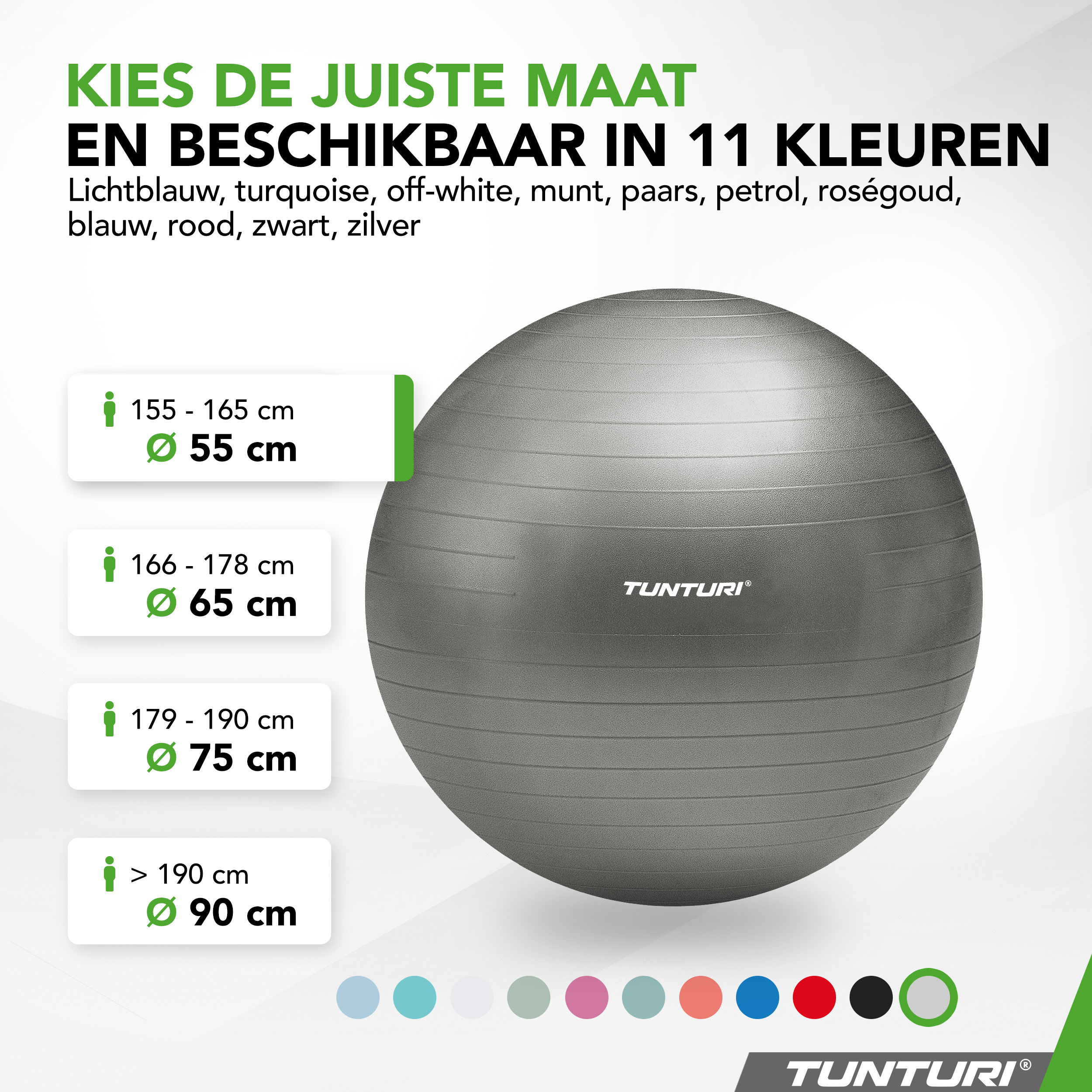 Tunturi Gymbal - Anti Burst 55 cm - Zilver Tunturi Gymbal - Anti Burst 55 cm - Zilver