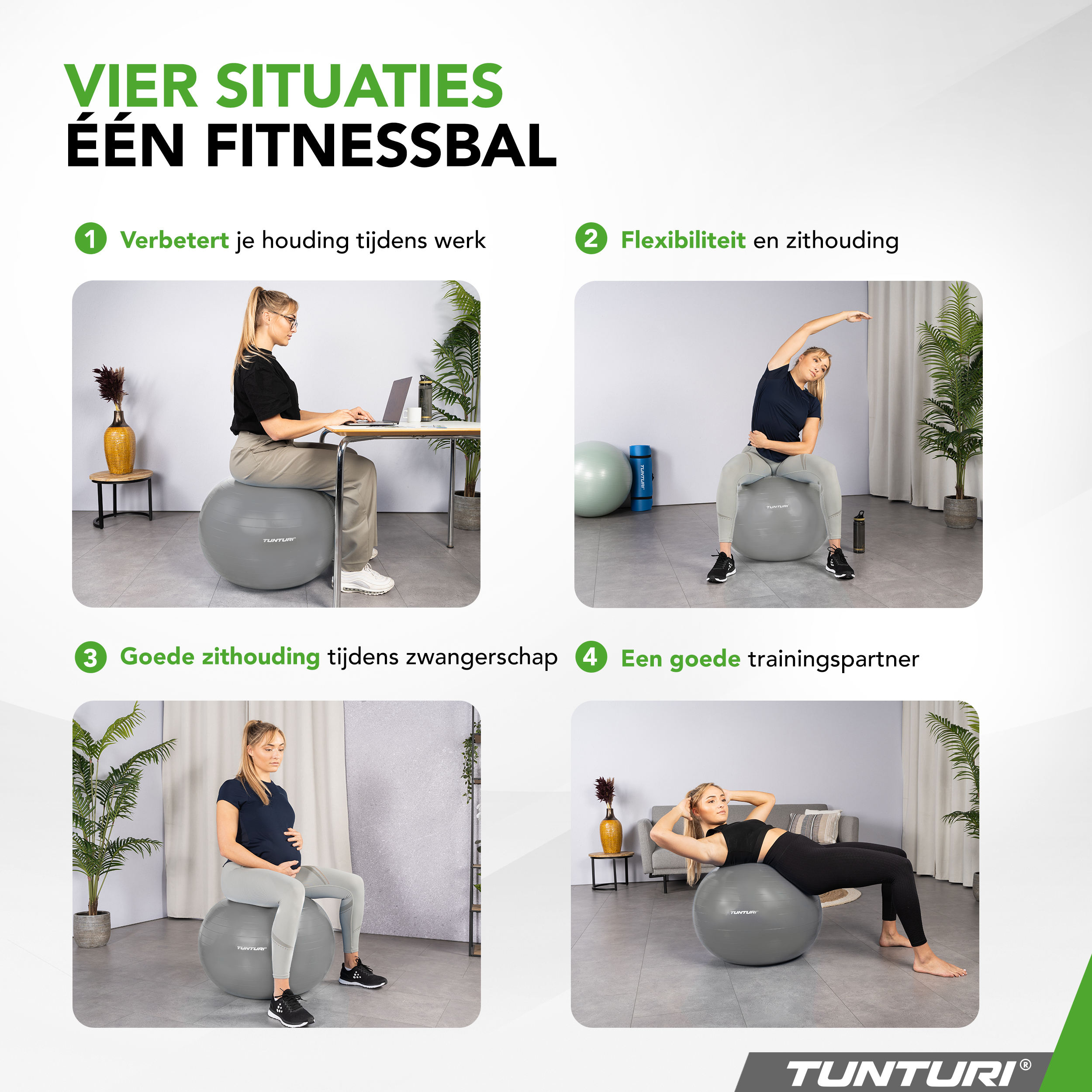 Tunturi Nieuw - Gymball 65 cm - Zilver Tunturi Nieuw - Gymball 65 cm - Zilver