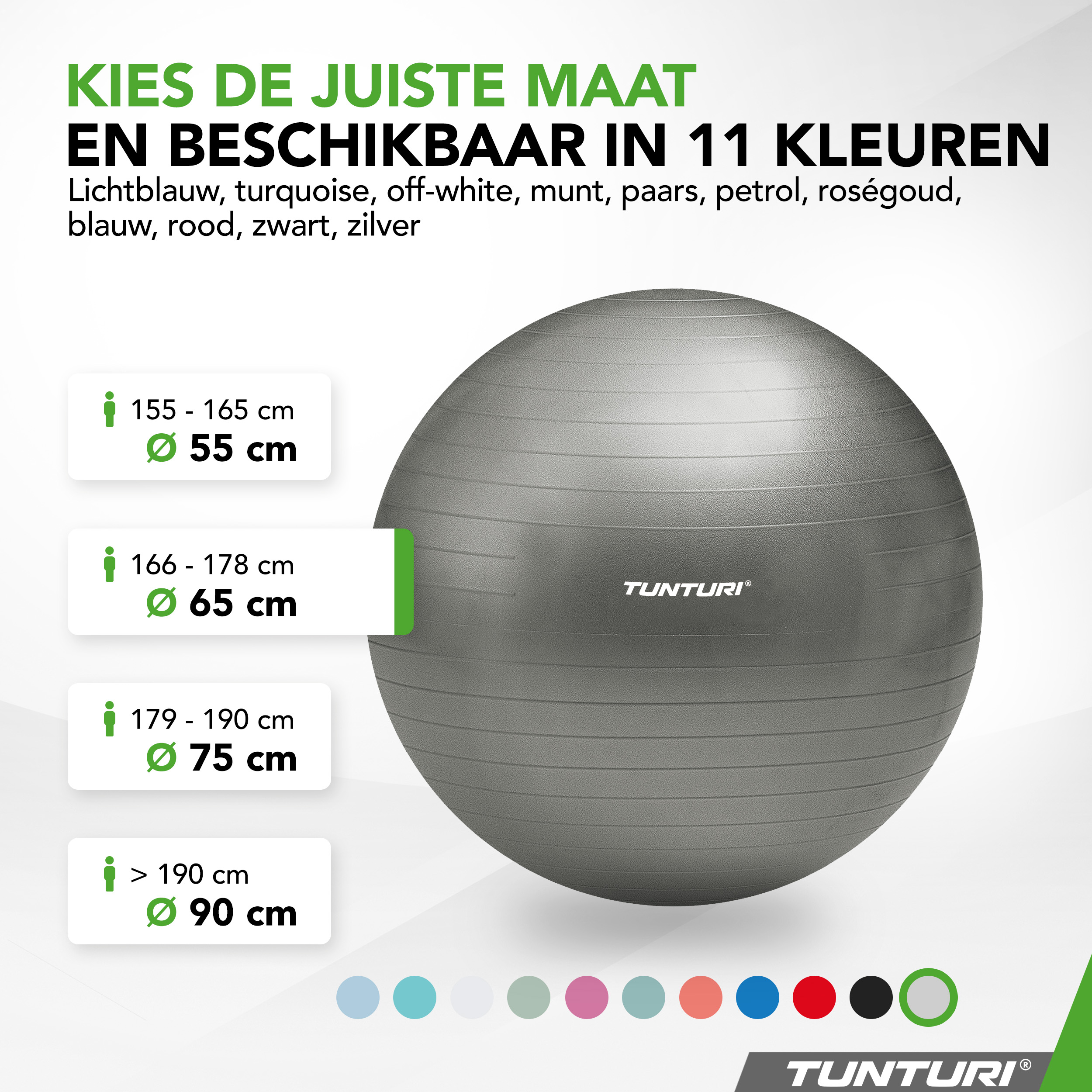 Tunturi Nieuw - Gymball 65 cm - Zilver Tunturi Nieuw - Gymball 65 cm - Zilver