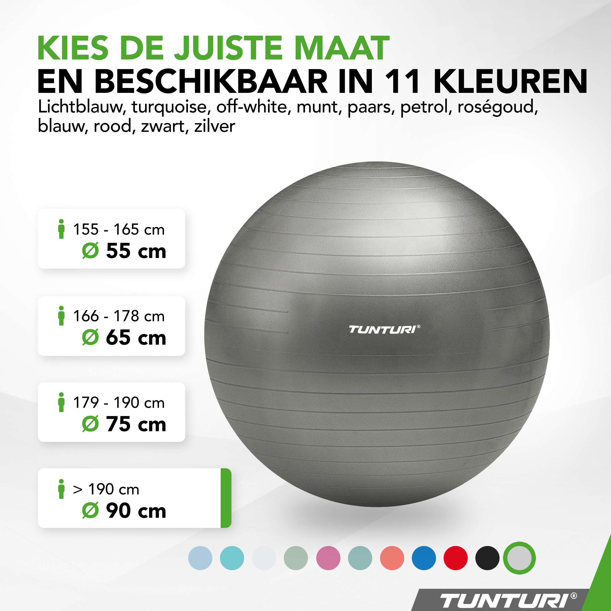 Tunturi Gymbal - Anti Burst 90 cm - Zilver Tunturi Gymbal - Anti Burst 90 cm - Zilver
