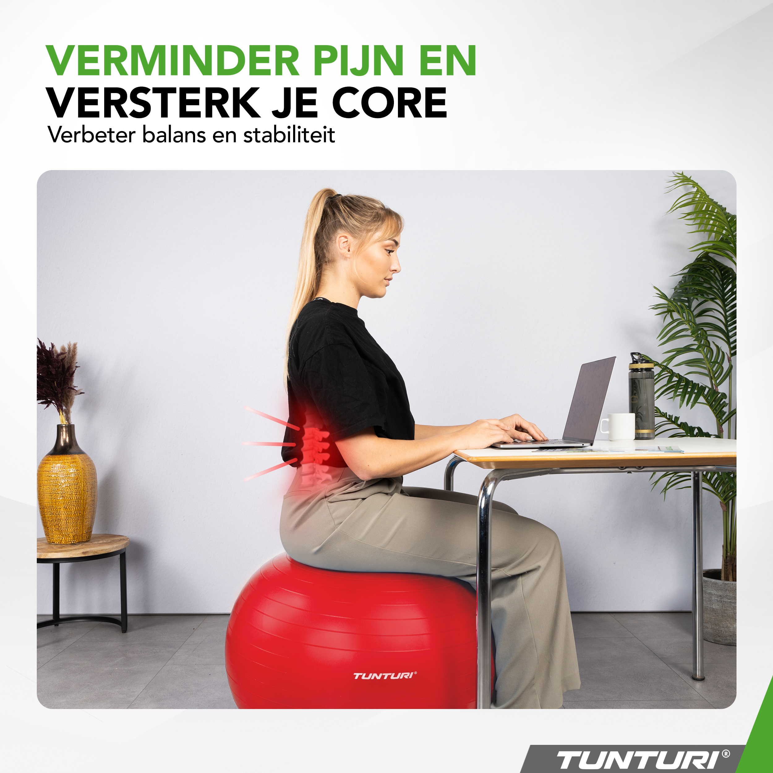 Tunturi Nieuw - Gymball 65 cm - Rood Tunturi Nieuw - Gymball 65 cm - Rood
