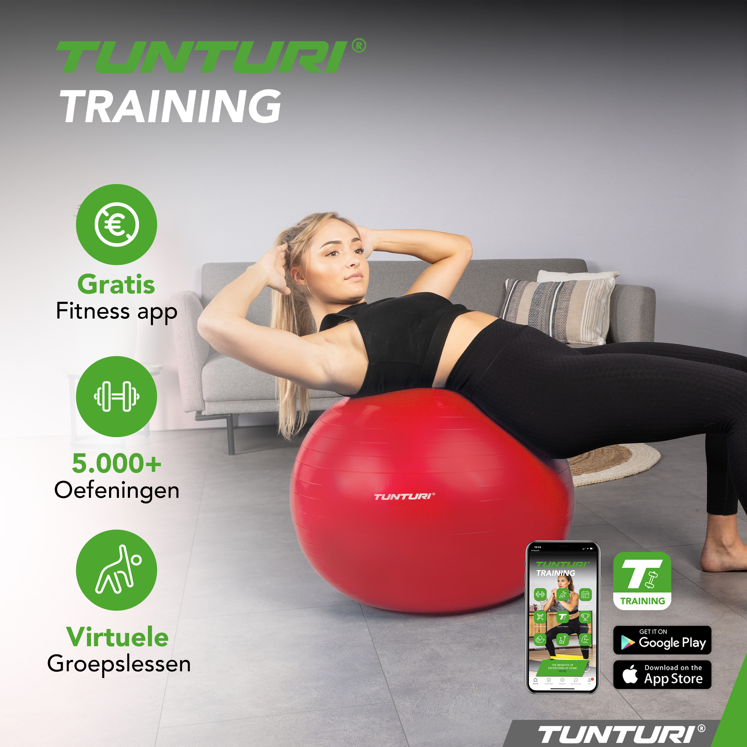 Tunturi Nieuw - Gymball 65 cm - Rood Tunturi Nieuw - Gymball 65 cm - Rood
