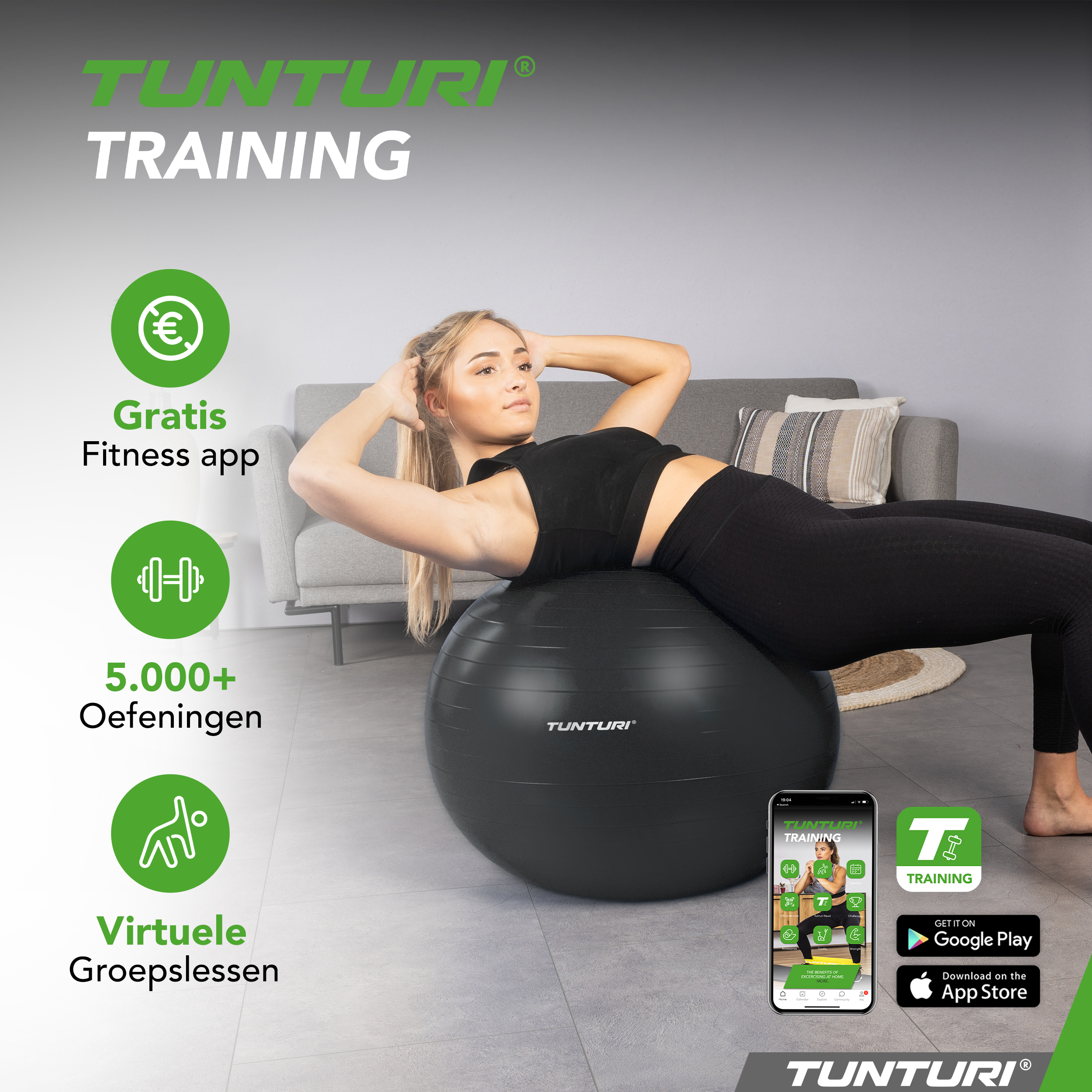 Tunturi Nieuw - Gymball 90 cm - Zwart Tunturi Nieuw - Gymball 90 cm - Zwart