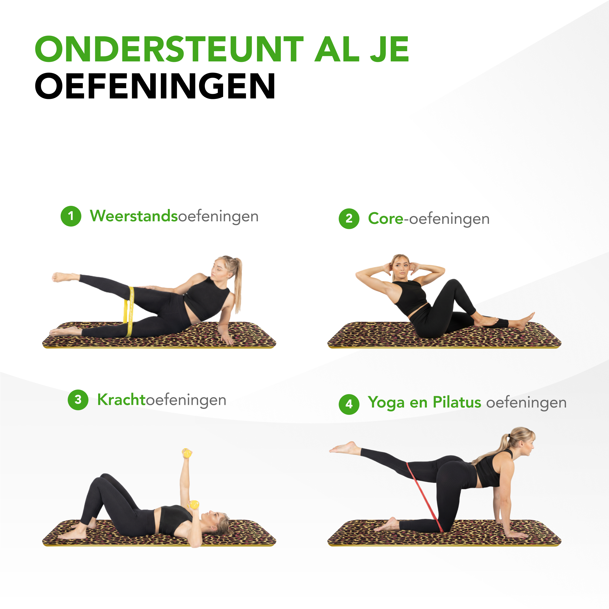 Tunturi Fitnessmat - NBR Leopard Print 180x60x1.5cm - Print Tunturi Fitnessmat - NBR Leopard Print 180x60x1.5cm - Print