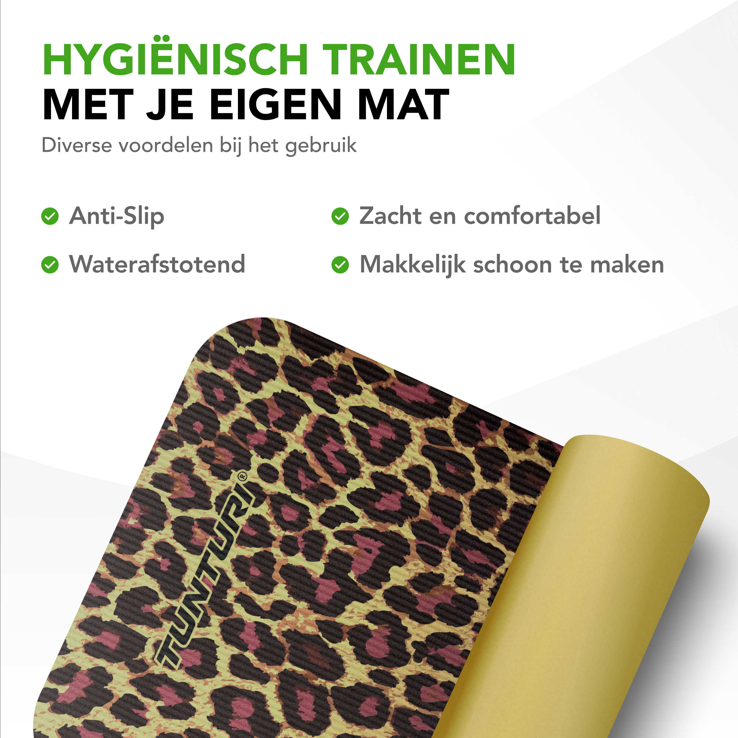 Tunturi Fitnessmat - NBR Leopard Print 180x60x1.5cm - Print Tunturi Fitnessmat - NBR Leopard Print 180x60x1.5cm - Print