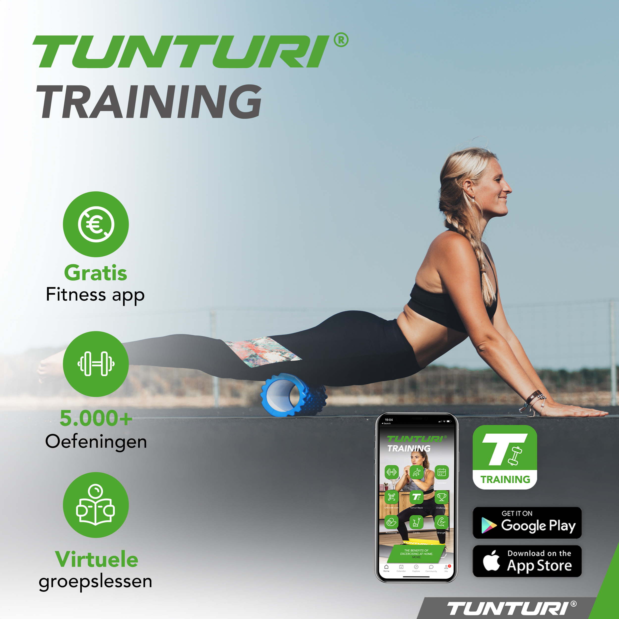Tunturi Nieuw - Yoga Grid Foam Roller 33 cm - Blauw Tunturi Nieuw - Yoga Grid Foam Roller 33 cm - Blauw