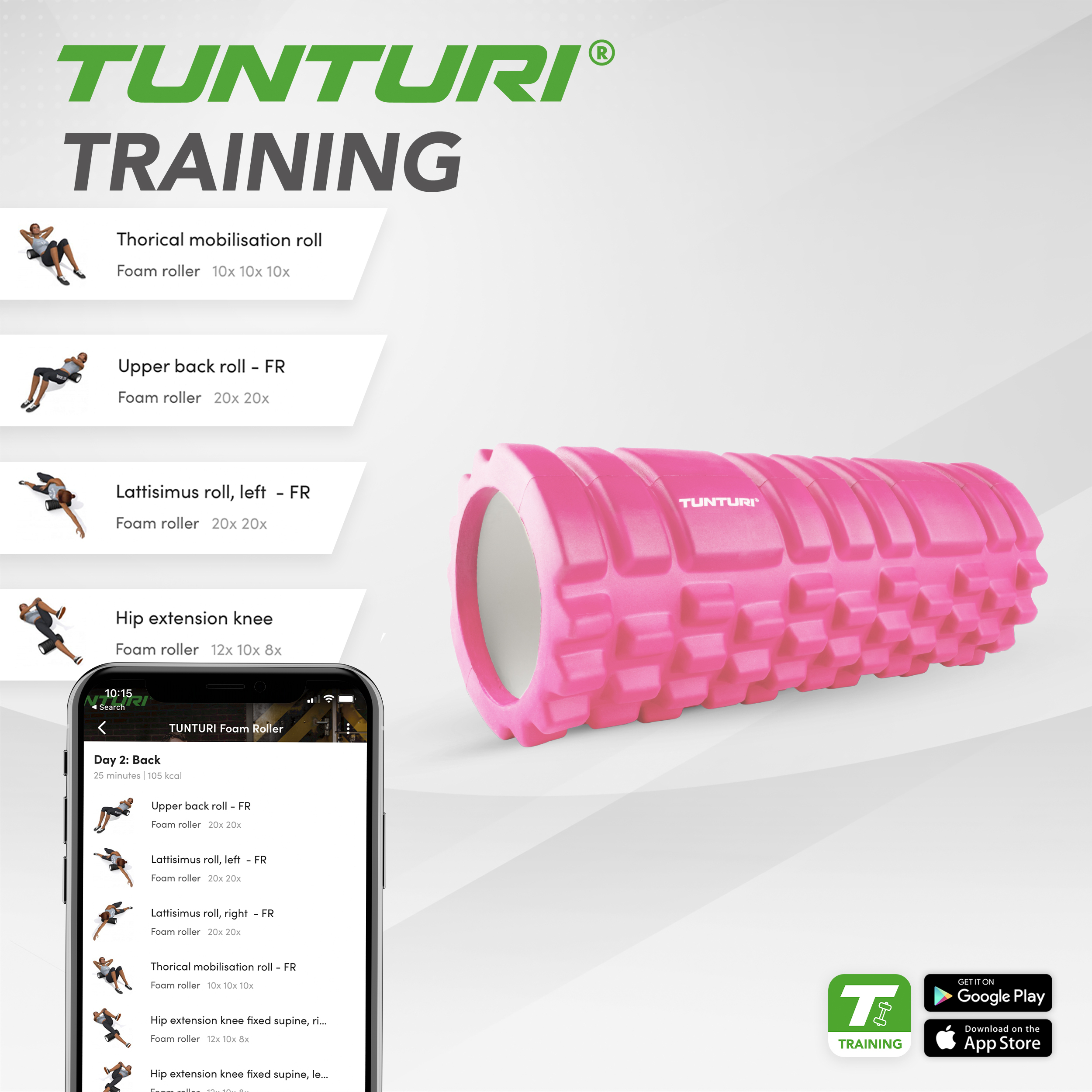 Tunturi Nieuw - Yoga Grid Foam Roller 33cm - Roze Tunturi Nieuw - Yoga Grid Foam Roller 33cm - Roze