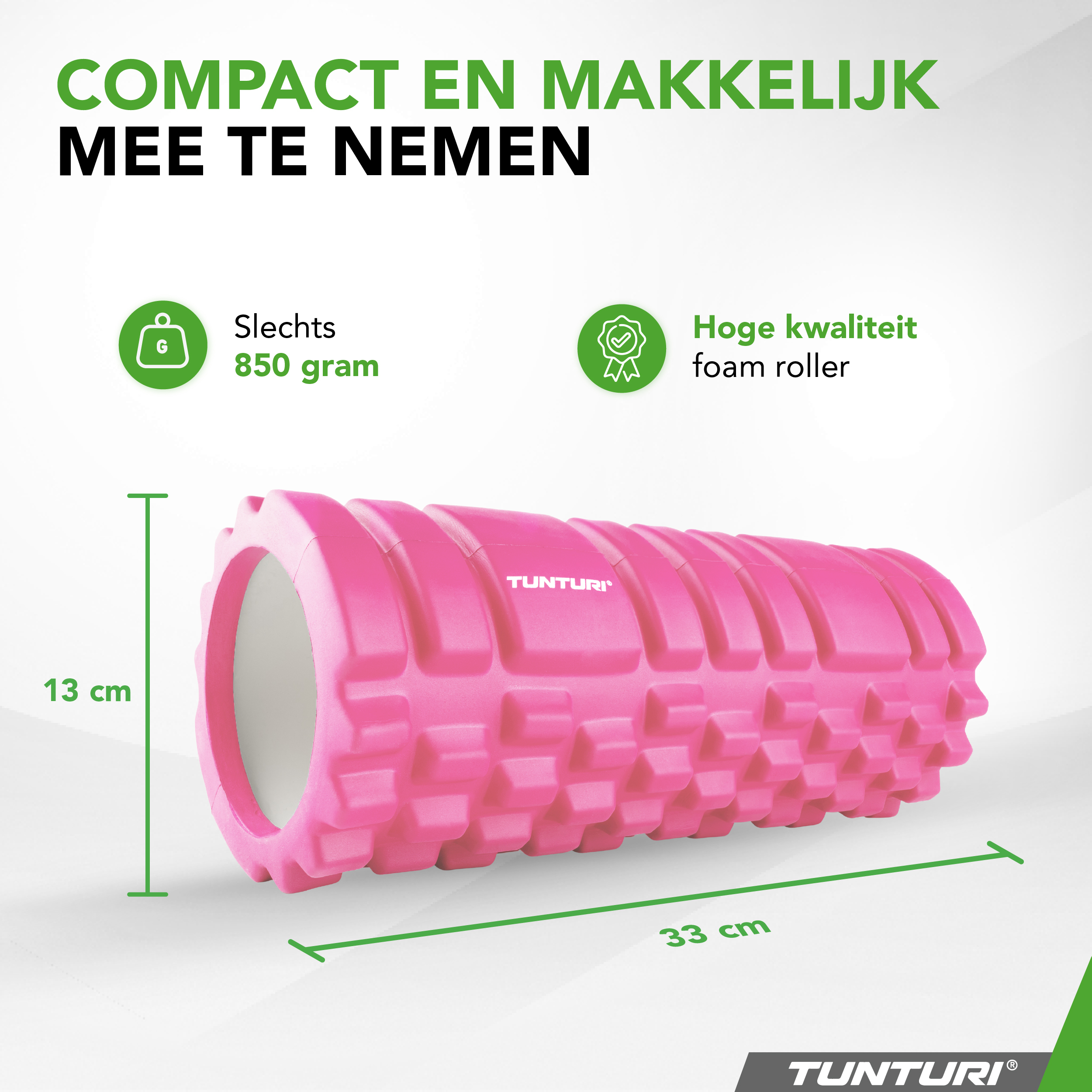 Tunturi Nieuw - Yoga Grid Foam Roller 33cm - Roze Tunturi Nieuw - Yoga Grid Foam Roller 33cm - Roze