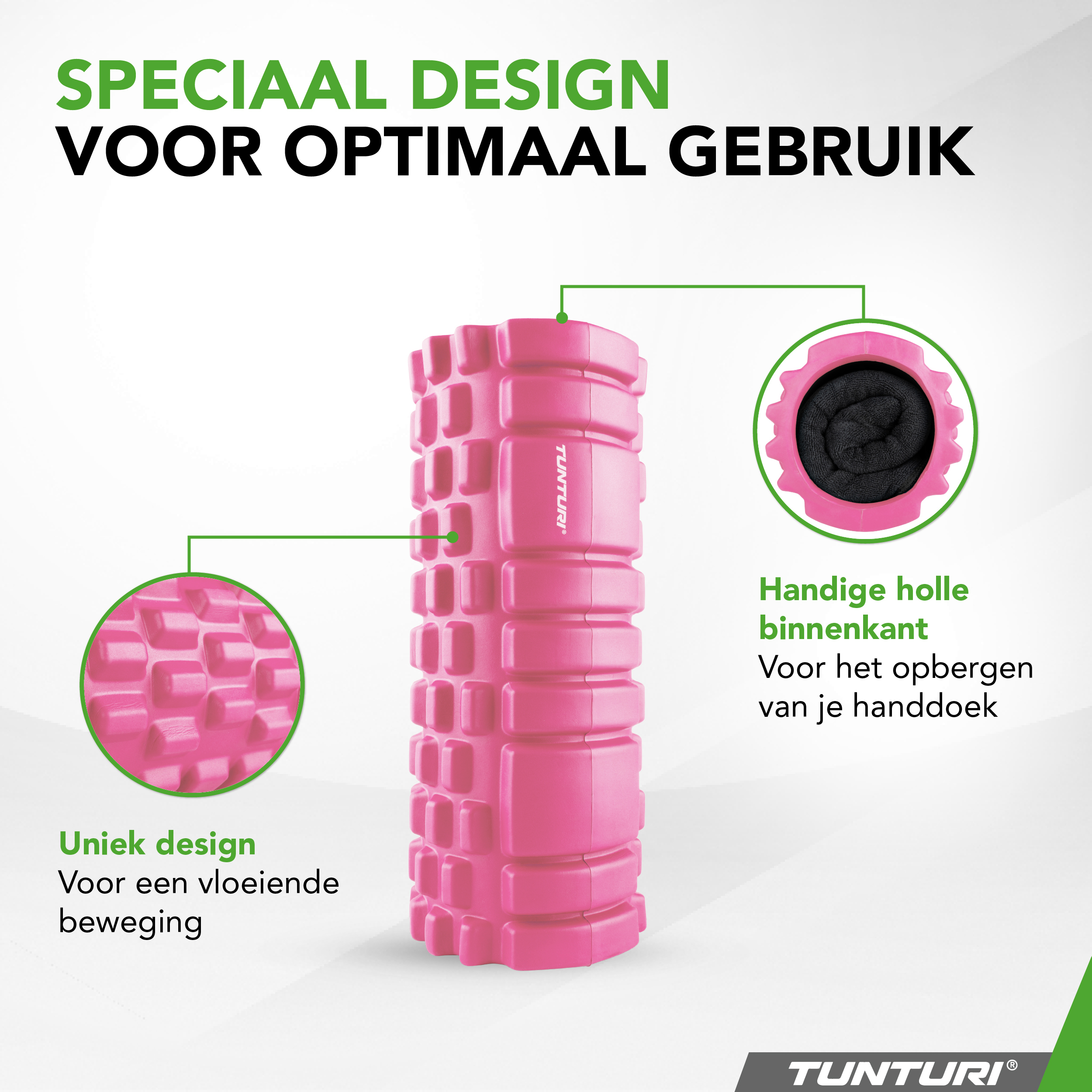 Tunturi Nieuw - Yoga Grid Foam Roller 33cm - Roze Tunturi Nieuw - Yoga Grid Foam Roller 33cm - Roze