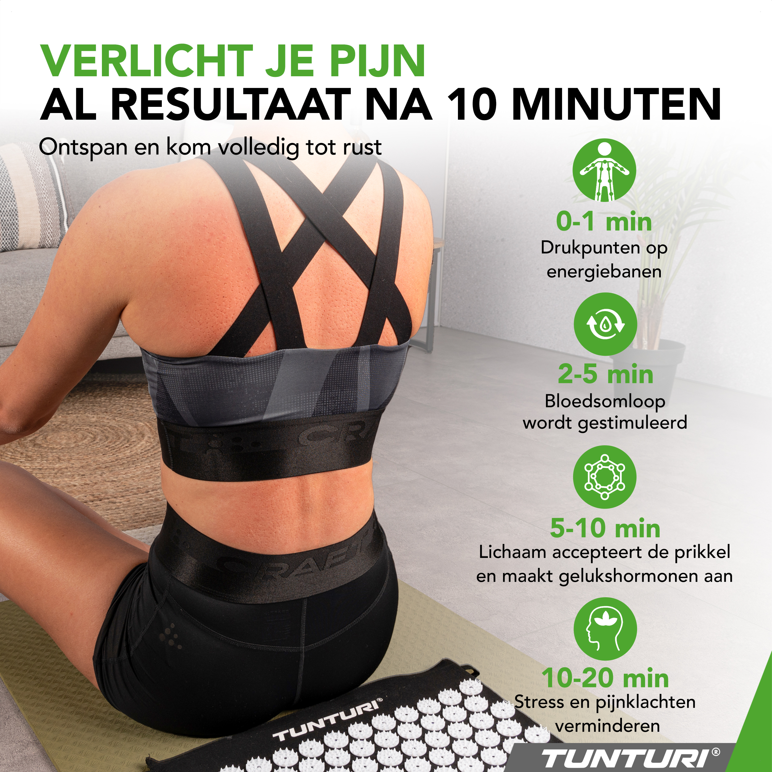 Tunturi Spijkermat - Acupressure Mat And Pillow 68x42x2 cm - Zwart Tunturi Spijkermat - Acupressure Mat And Pillow 68x42x2 cm - Zwart