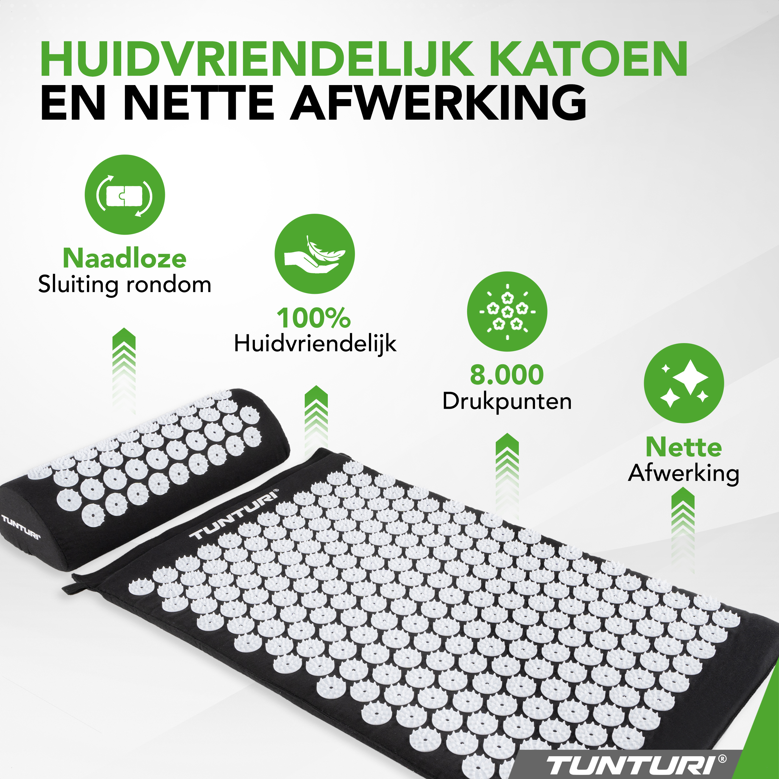 Tunturi Spijkermat - Acupressure Mat And Pillow 68x42x2 cm - Zwart Tunturi Spijkermat - Acupressure Mat And Pillow 68x42x2 cm - Zwart