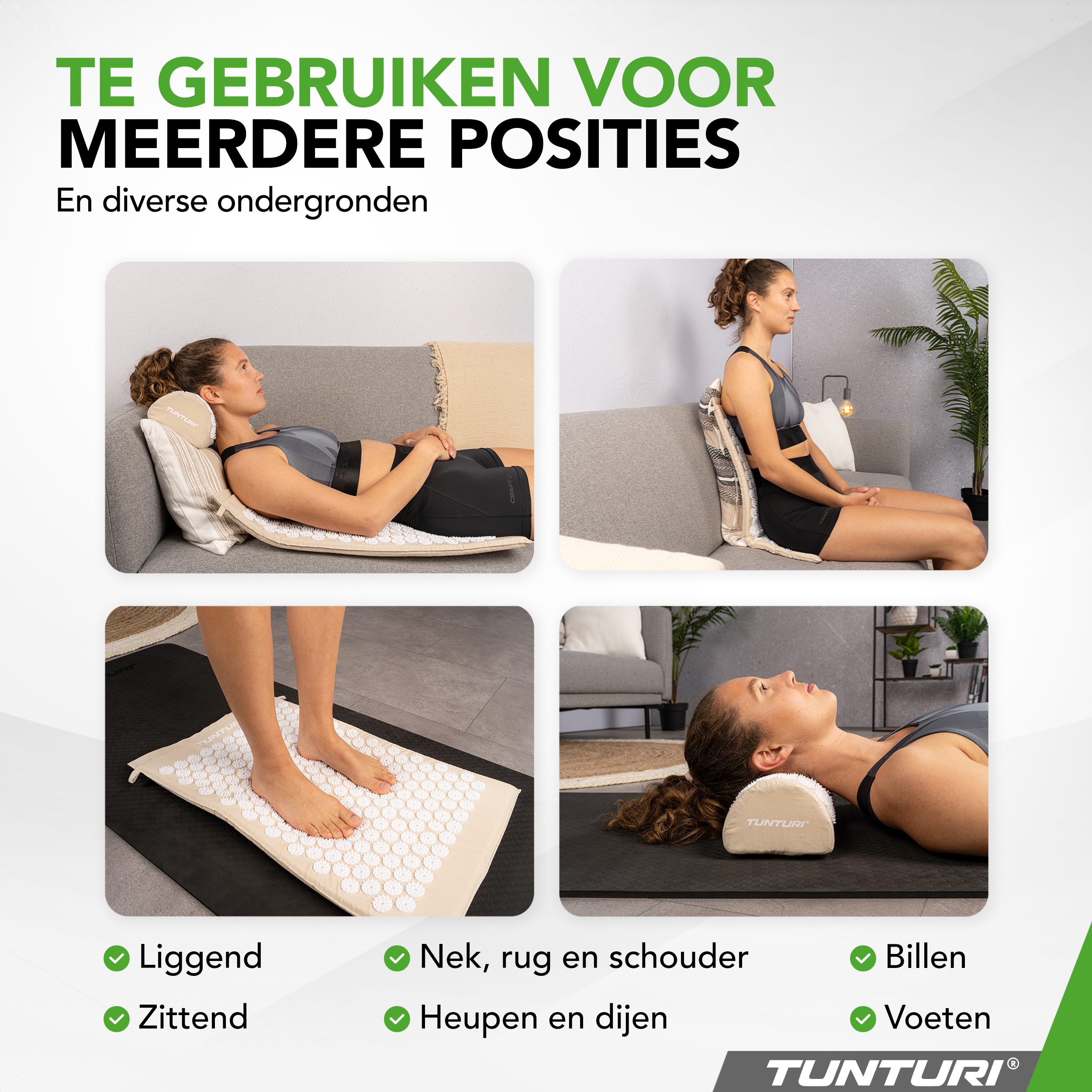 Tunturi Nieuw - Acupressure Mat And Pillow - Beige Tunturi Nieuw - Acupressure Mat And Pillow - Beige