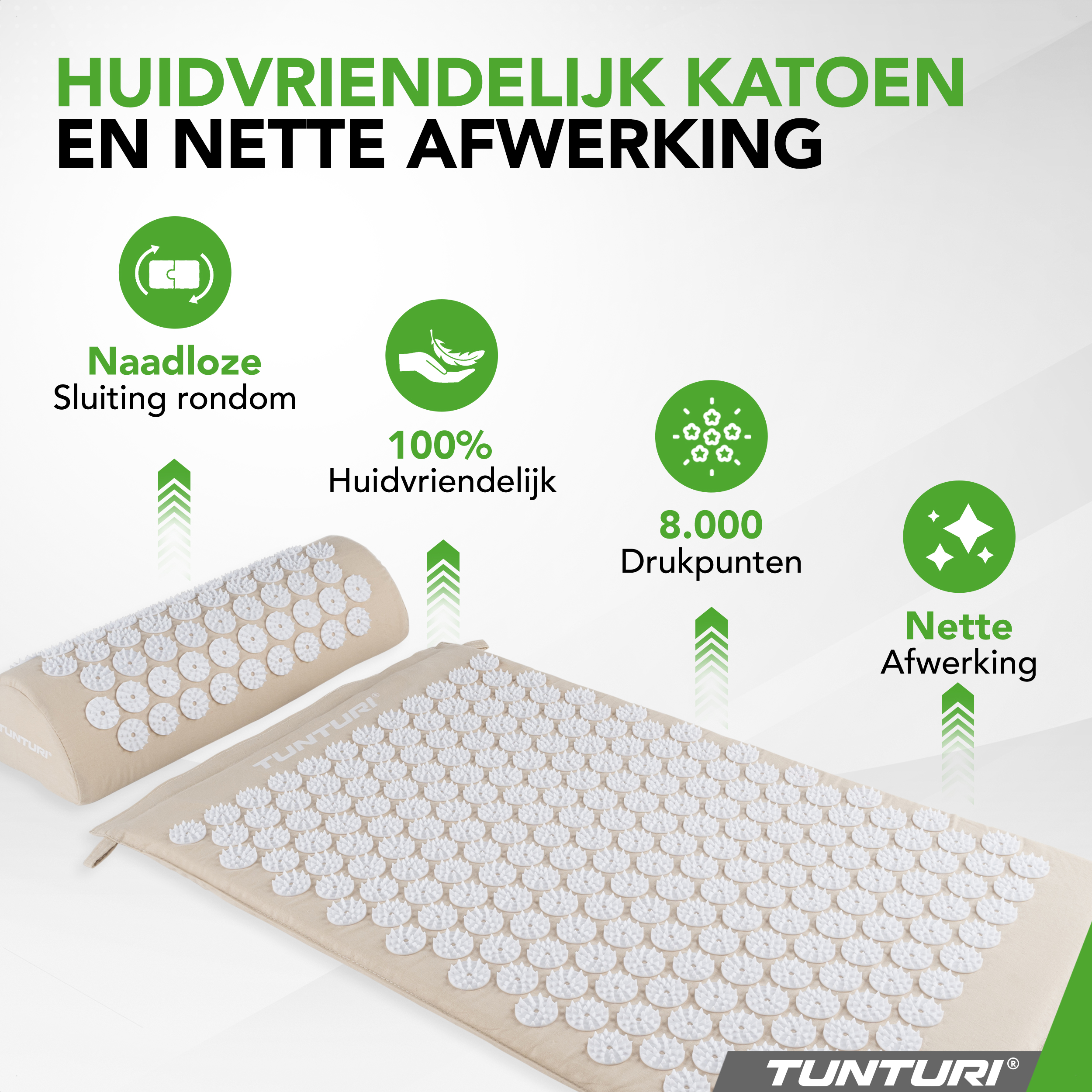 Tunturi Nieuw - Acupressure Mat And Pillow - Beige Tunturi Nieuw - Acupressure Mat And Pillow - Beige