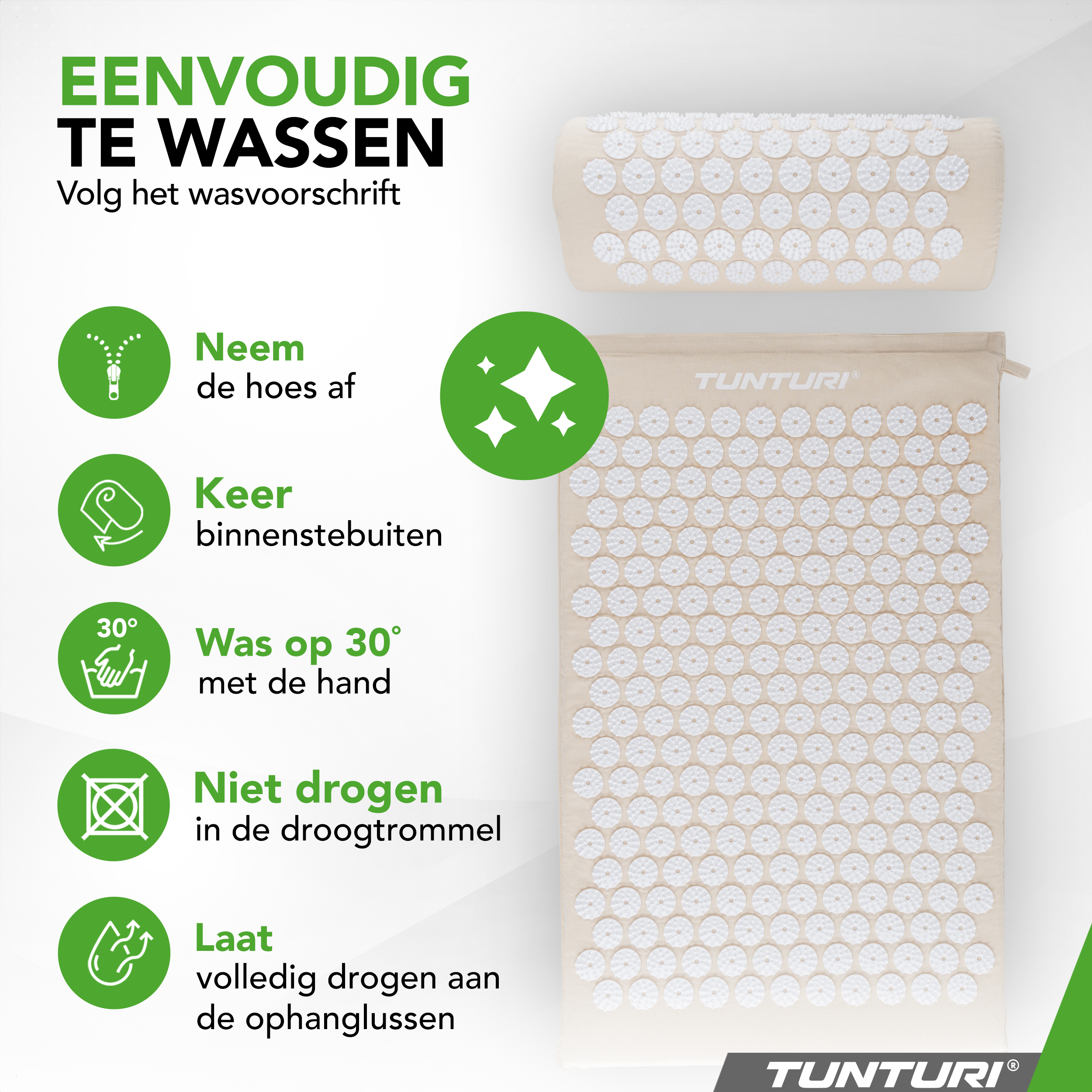 Tunturi Nieuw - Acupressure Mat And Pillow - Beige Tunturi Nieuw - Acupressure Mat And Pillow - Beige