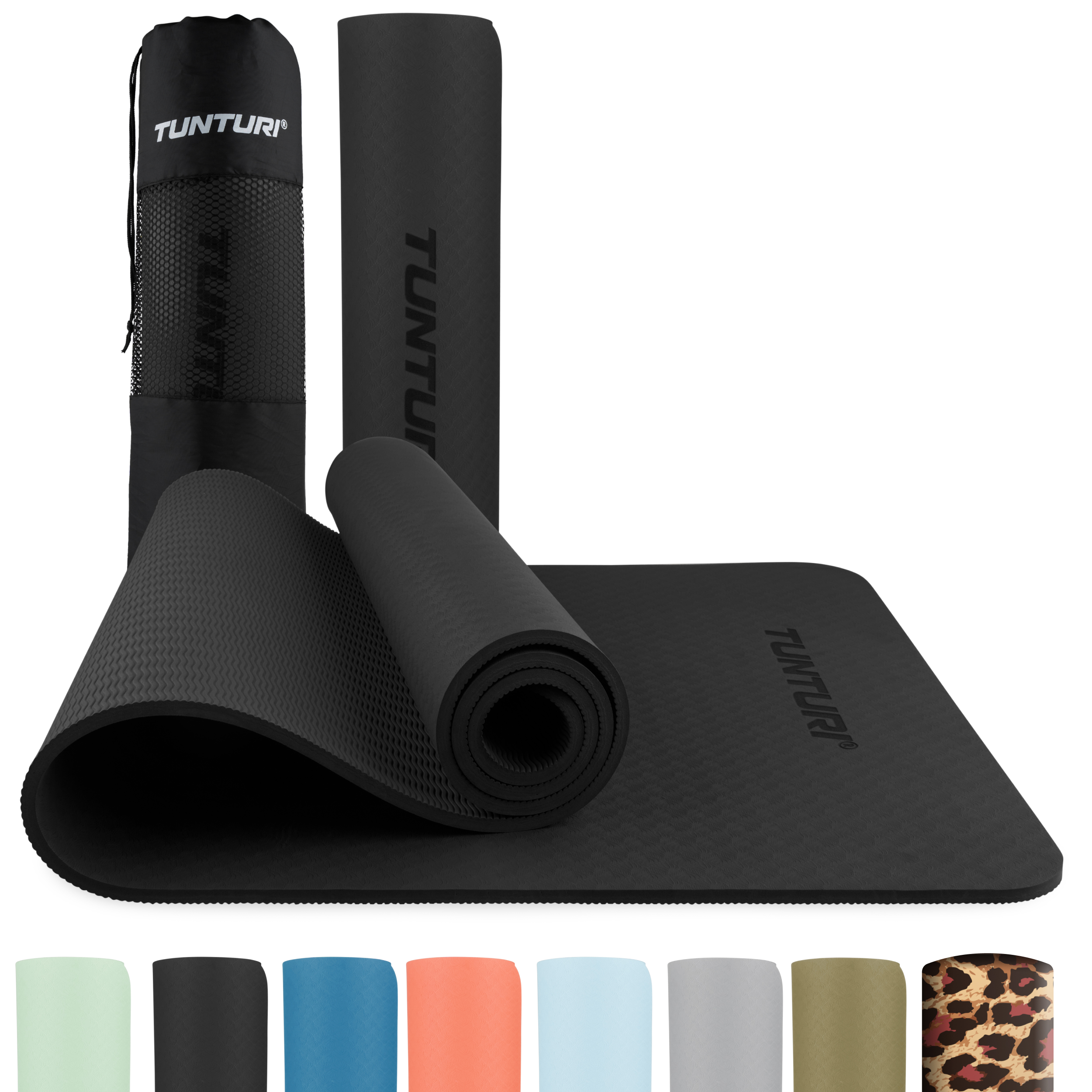 Tunturi Yogamat - Yoga Mat 8mm 183x61x0,8 cm - Zwart