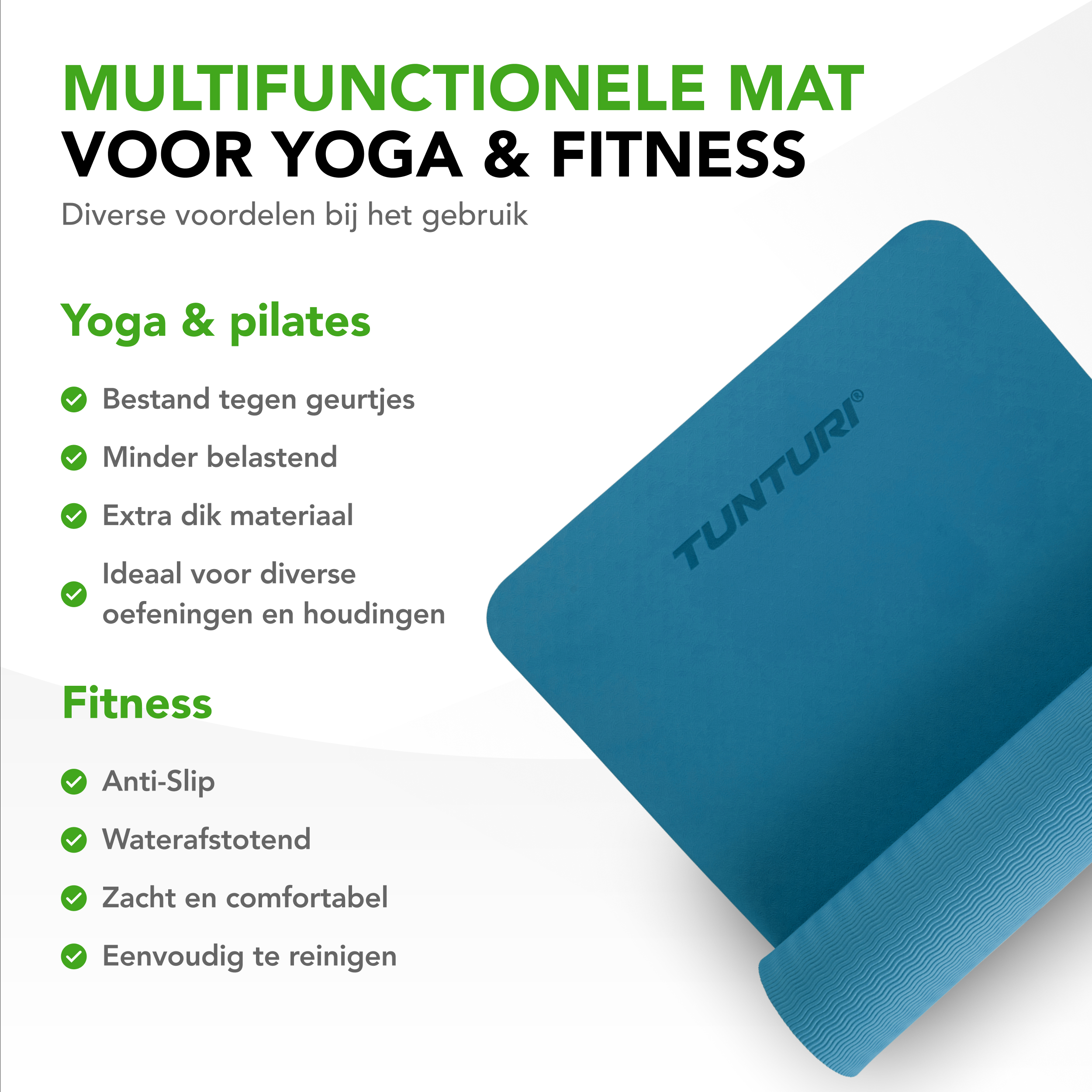 Tunturi Fitness Mat - Yoga Mat 8mm 183x61x0,8 cm - Petrolblauw Tunturi Fitness Mat - Yoga Mat 8mm 183x61x0,8 cm - Petrolblauw