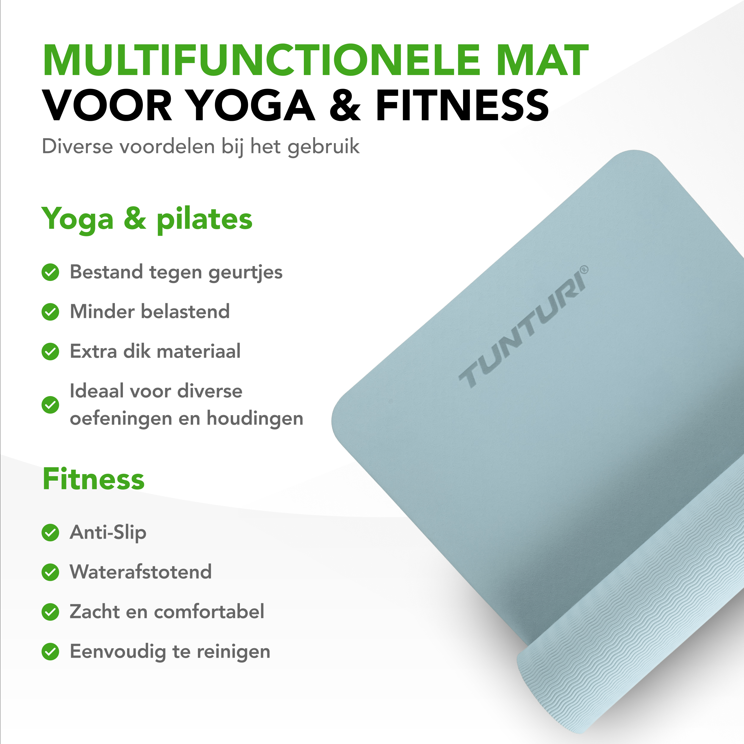 Tunturi Fitness mat - Yoga Mat 8mm 183x61x0,8 cm - Blauw Tunturi Fitness mat - Yoga Mat 8mm 183x61x0,8 cm - Blauw