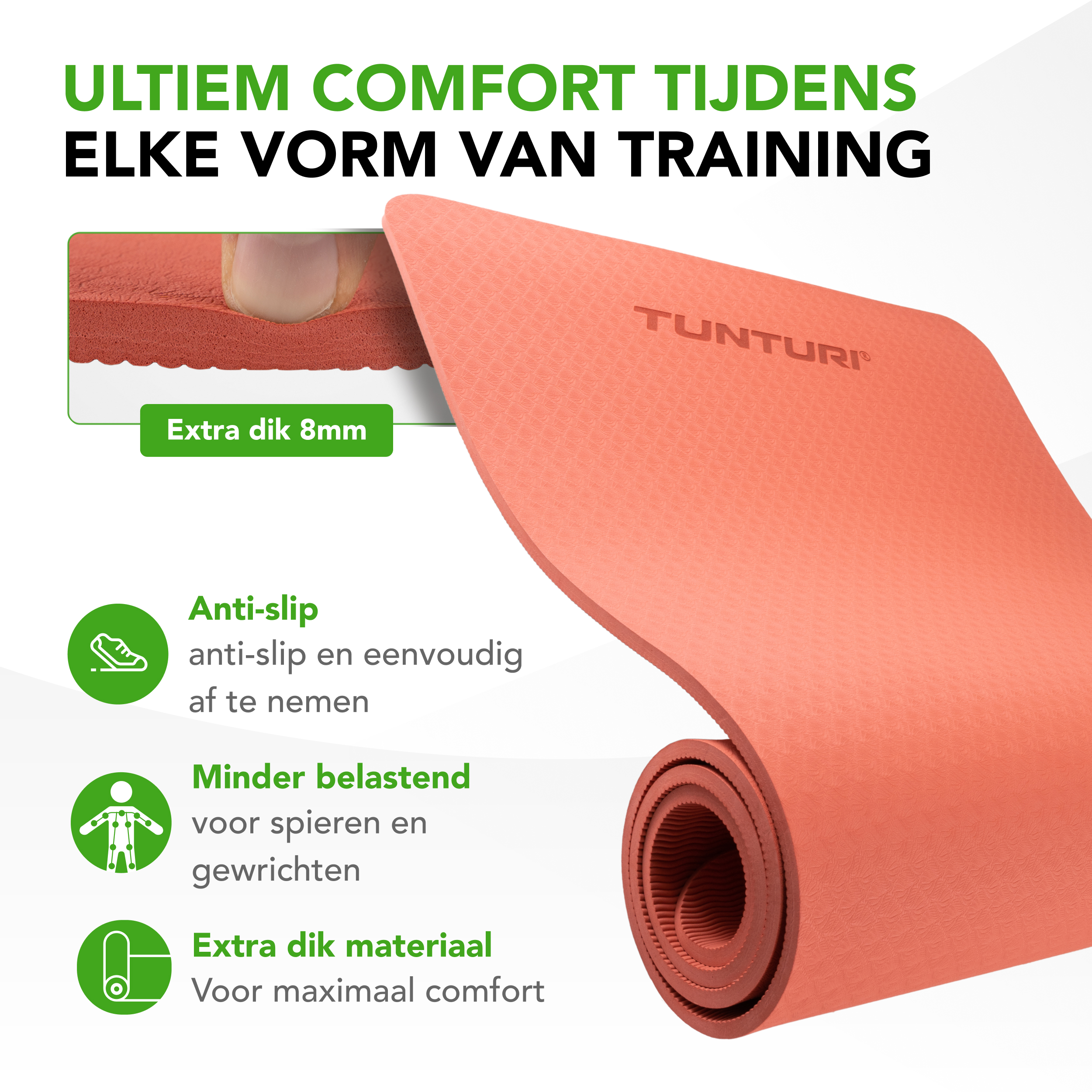 Tunturi Yogamat - Yoga Mat 8mm 183x61x0,8 cm - Roze Tunturi Yogamat - Yoga Mat 8mm 183x61x0,8 cm - Roze