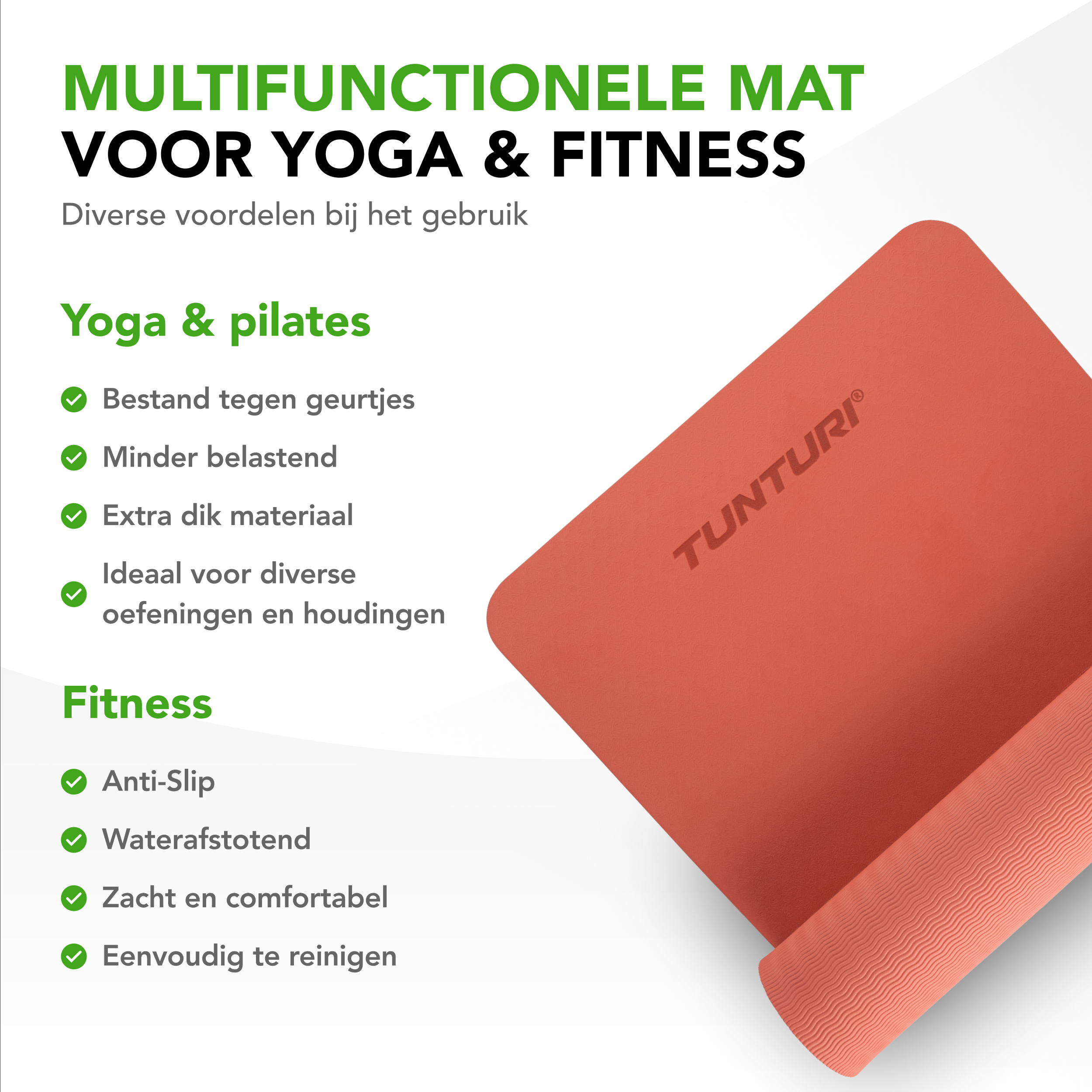 Tunturi Yogamat - Yoga Mat 8mm 183x61x0,8 cm - Roze Tunturi Yogamat - Yoga Mat 8mm 183x61x0,8 cm - Roze