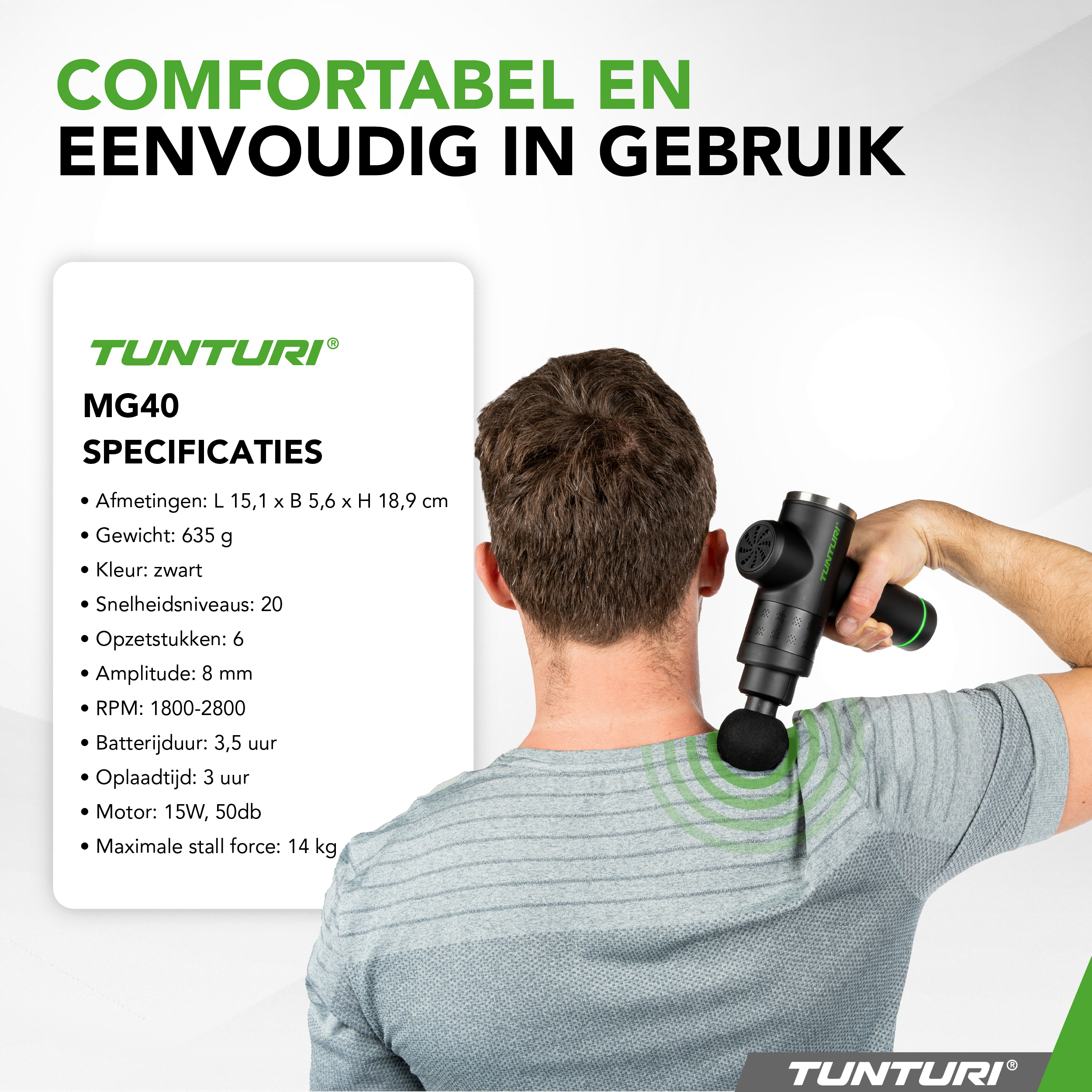 Tunturi Massage Apparaat - MG40 - Zwart Tunturi Massage Apparaat - MG40 - Zwart