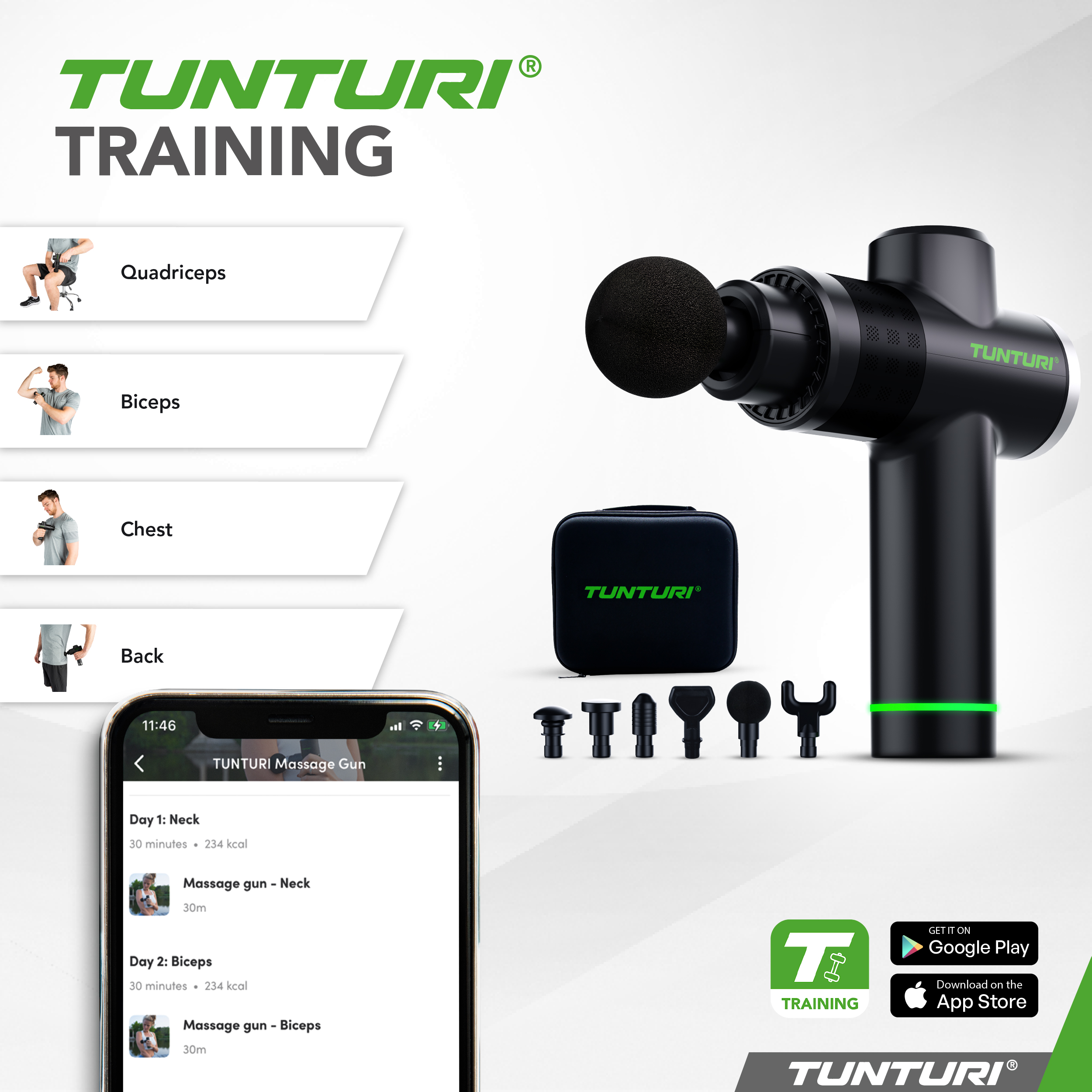 Tunturi Massage Apparaat - MG40 - Zwart Tunturi Massage Apparaat - MG40 - Zwart
