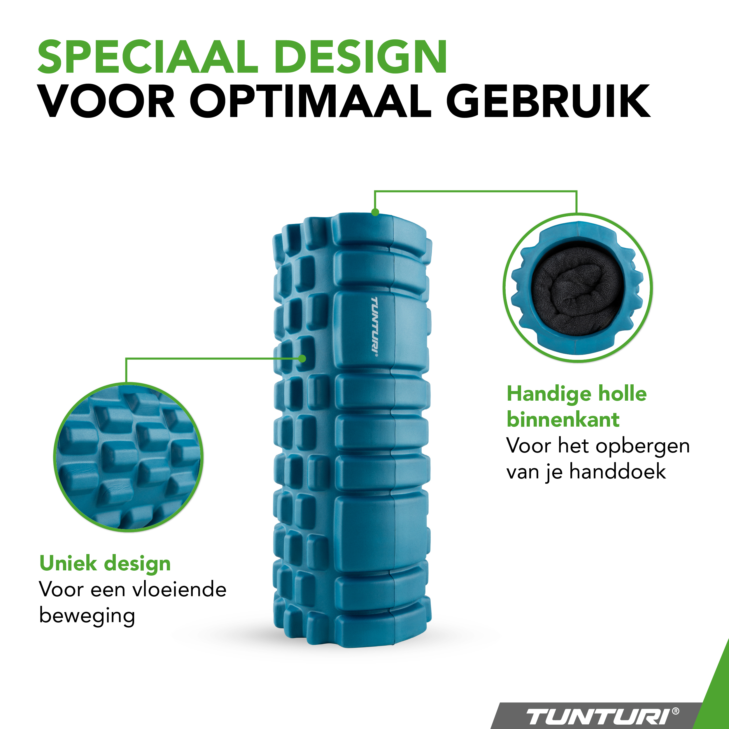 Tunturi Foamroller - Yoga Grid 33 cm - Petrolblauw Tunturi Foamroller - Yoga Grid 33 cm - Petrolblauw