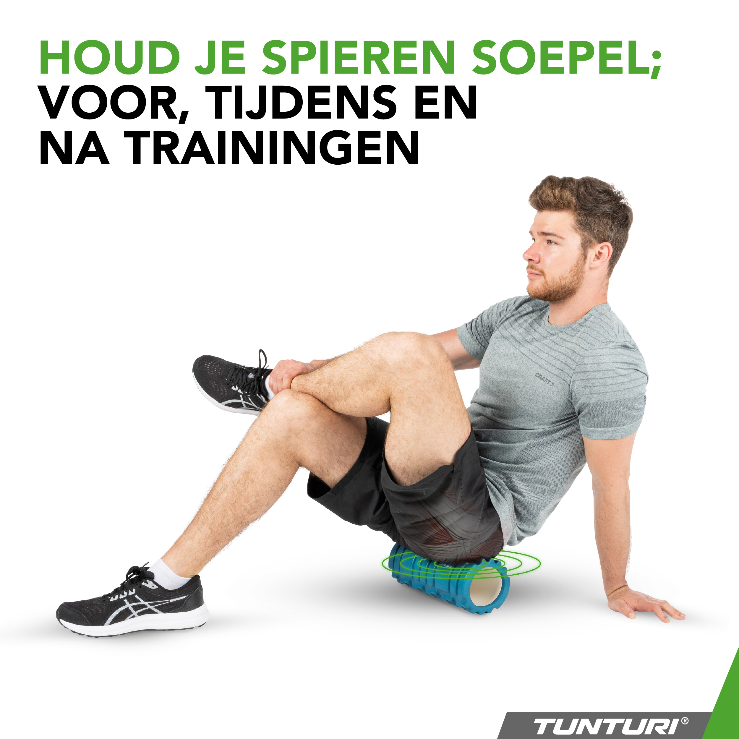 Tunturi Foamroller - Yoga Grid 33 cm - Petrolblauw Tunturi Foamroller - Yoga Grid 33 cm - Petrolblauw