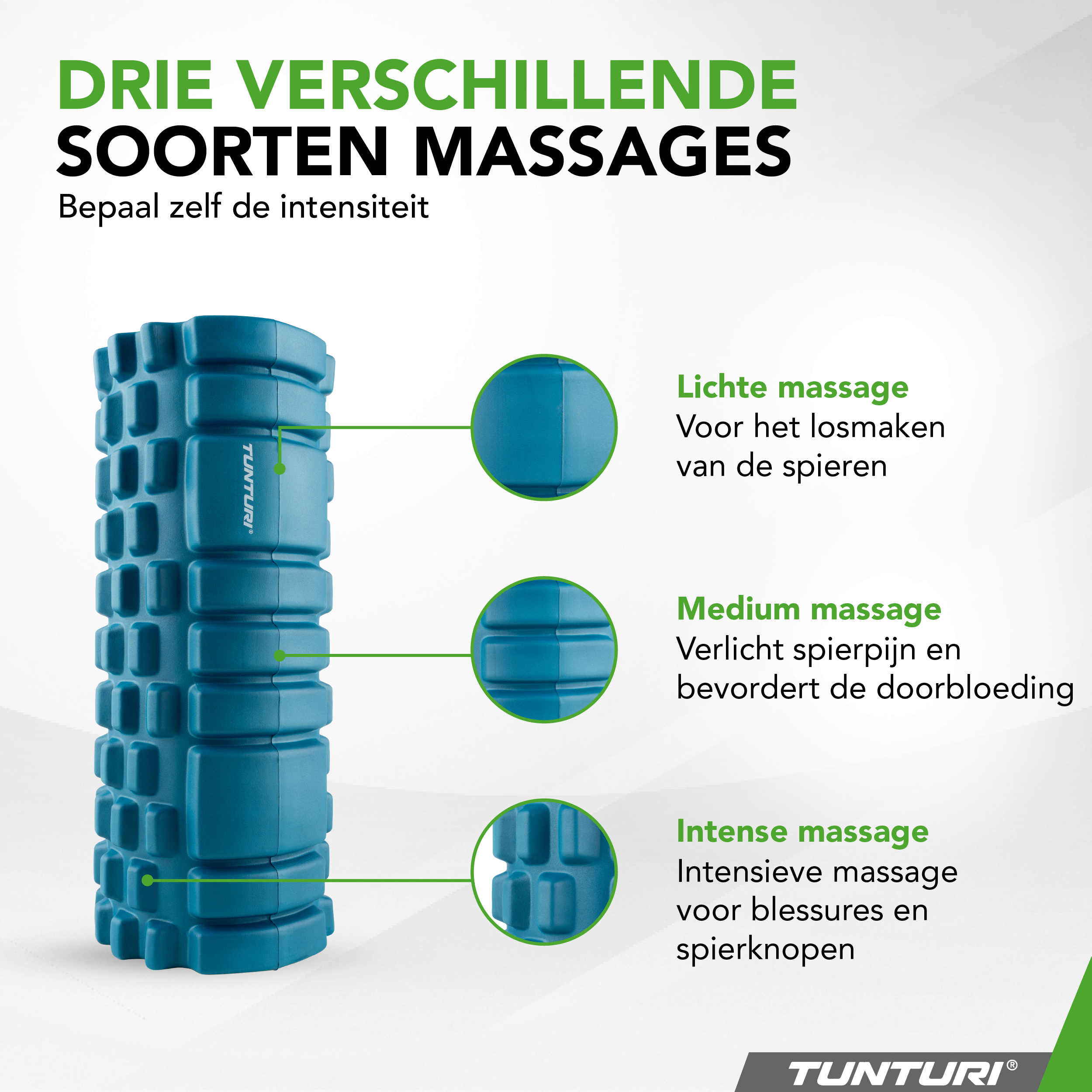 Tunturi Foamroller - Yoga Grid 33 cm - Petrolblauw Tunturi Foamroller - Yoga Grid 33 cm - Petrolblauw