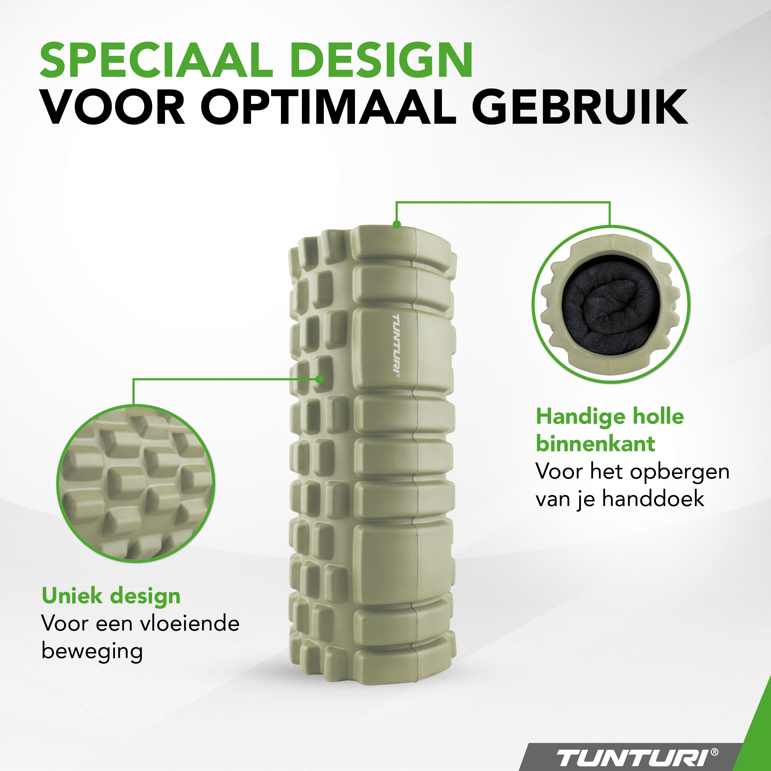 Tunturi Foamroller - Yoga Grid Foam Roller 33 cm - Legergroen Tunturi Foamroller - Yoga Grid Foam Roller 33 cm - Legergroen