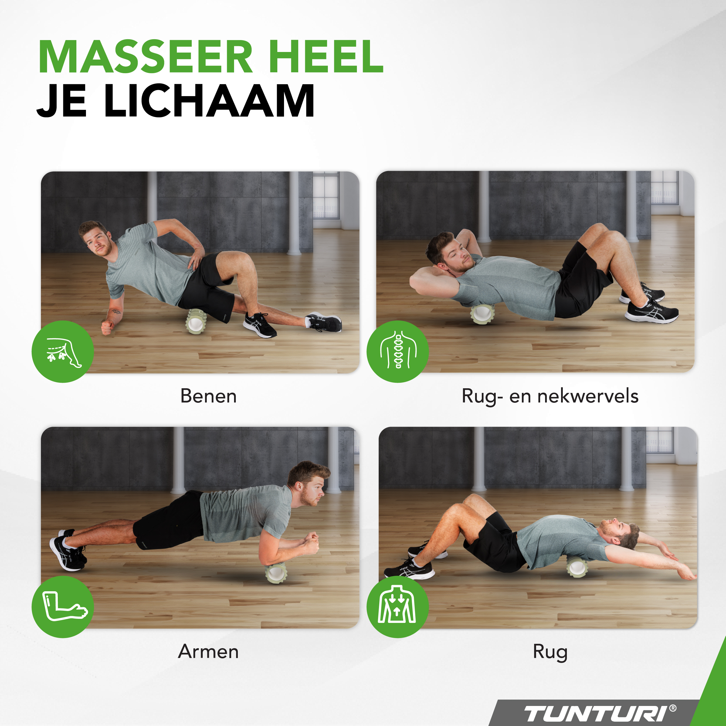 Tunturi Foamroller - Yoga Grid Foam Roller 33 cm - Legergroen Tunturi Foamroller - Yoga Grid Foam Roller 33 cm - Legergroen