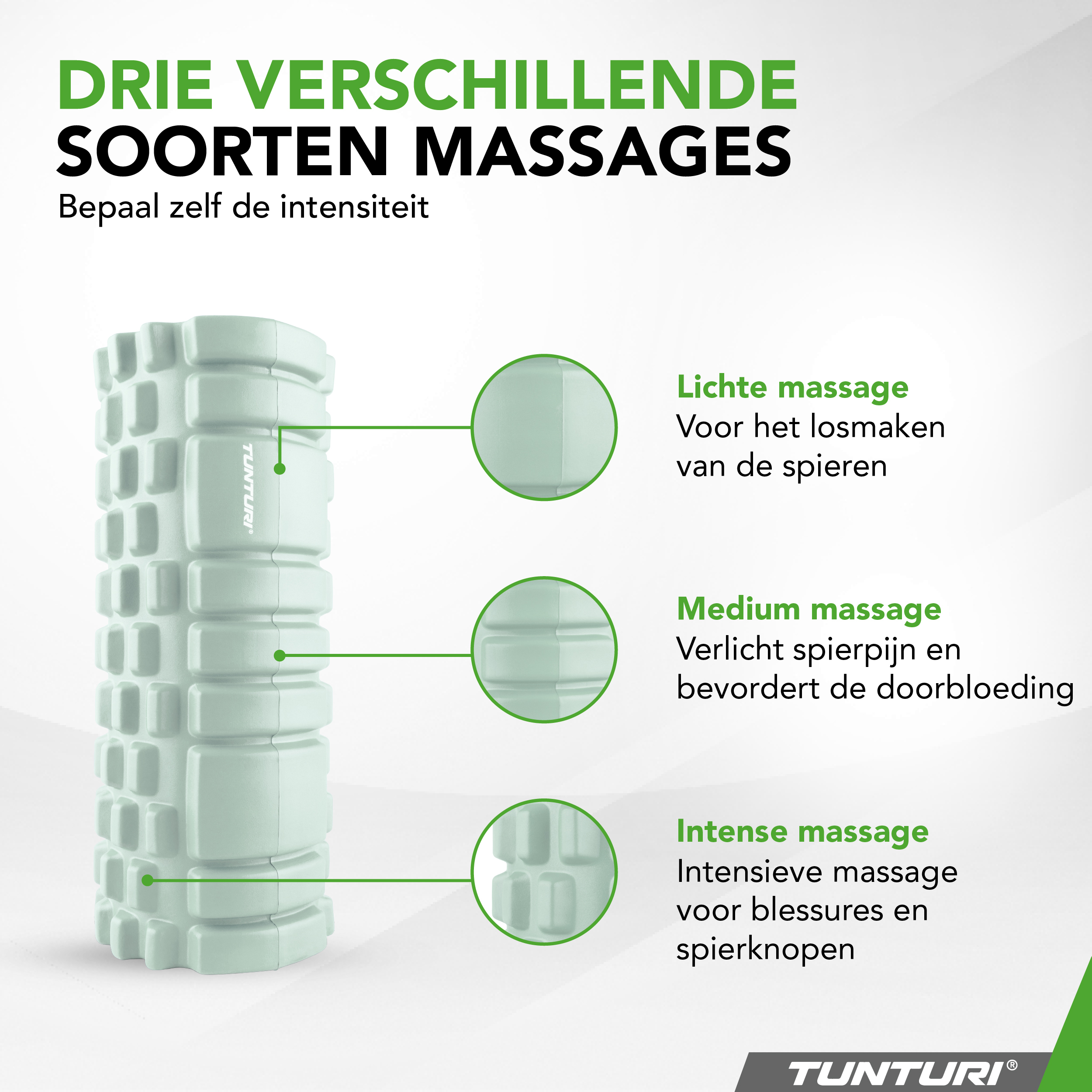Tunturi Foamroller - Yoga Grid Massage Roller 33 cm - Munt Tunturi Foamroller - Yoga Grid Massage Roller 33 cm - Munt