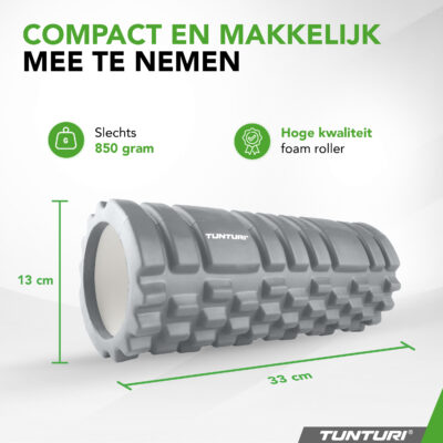 Tunturi Foamroller - Yoga Grid 33 cm - Grijs