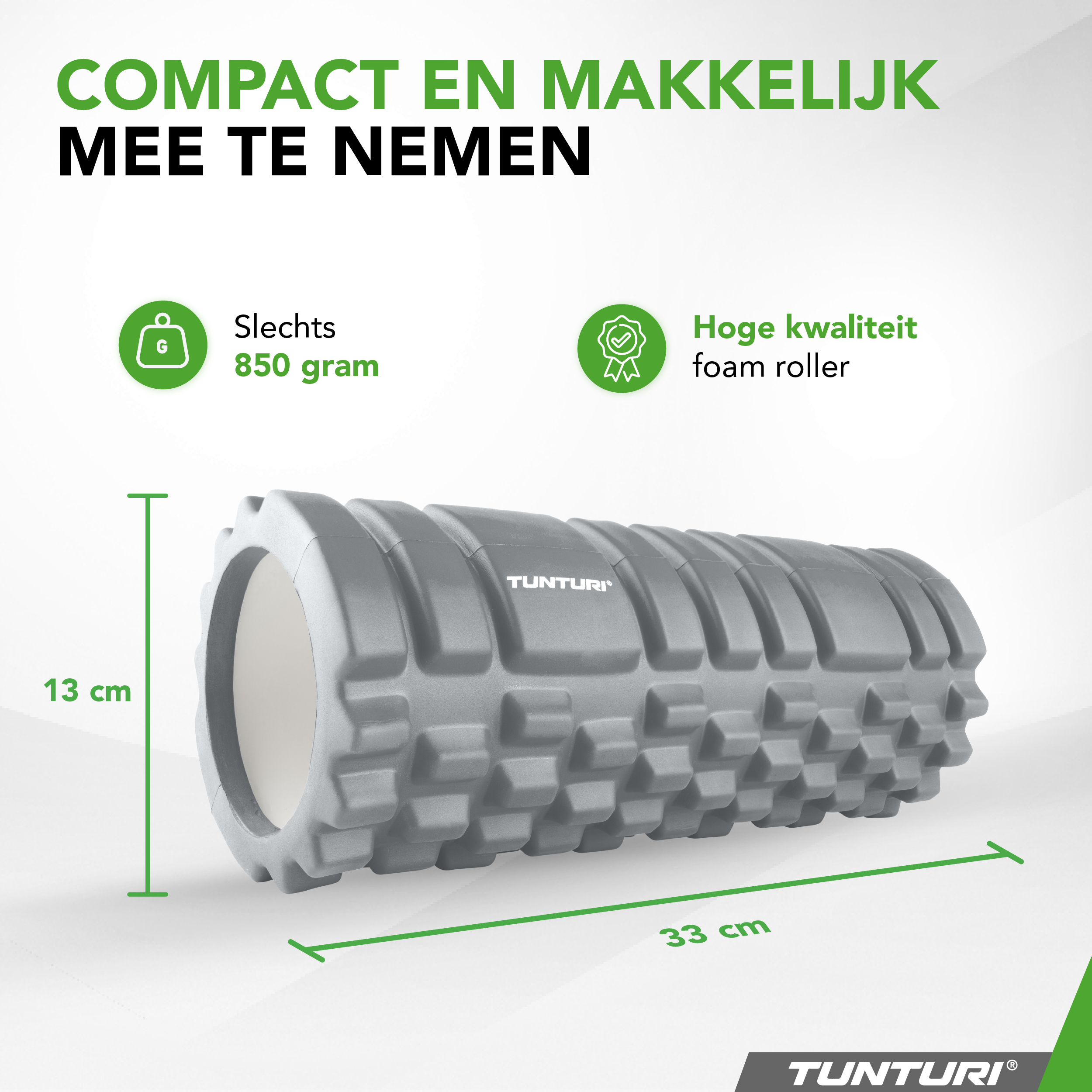 Tunturi Foamroller - Yoga Grid 33 cm - Grijs Tunturi Foamroller - Yoga Grid 33 cm - Grijs