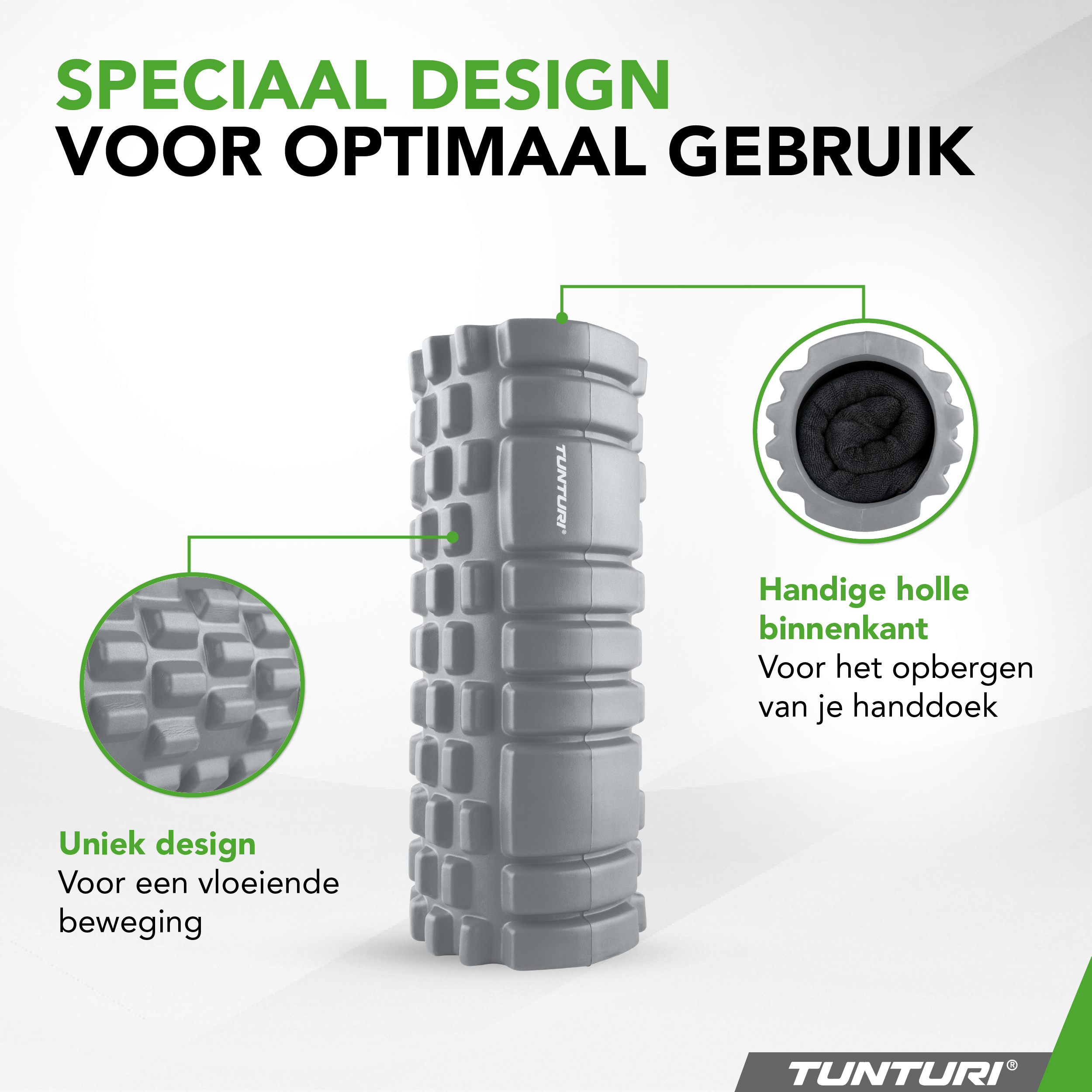 Tunturi Foamroller - Yoga Grid 33 cm - Grijs Tunturi Foamroller - Yoga Grid 33 cm - Grijs