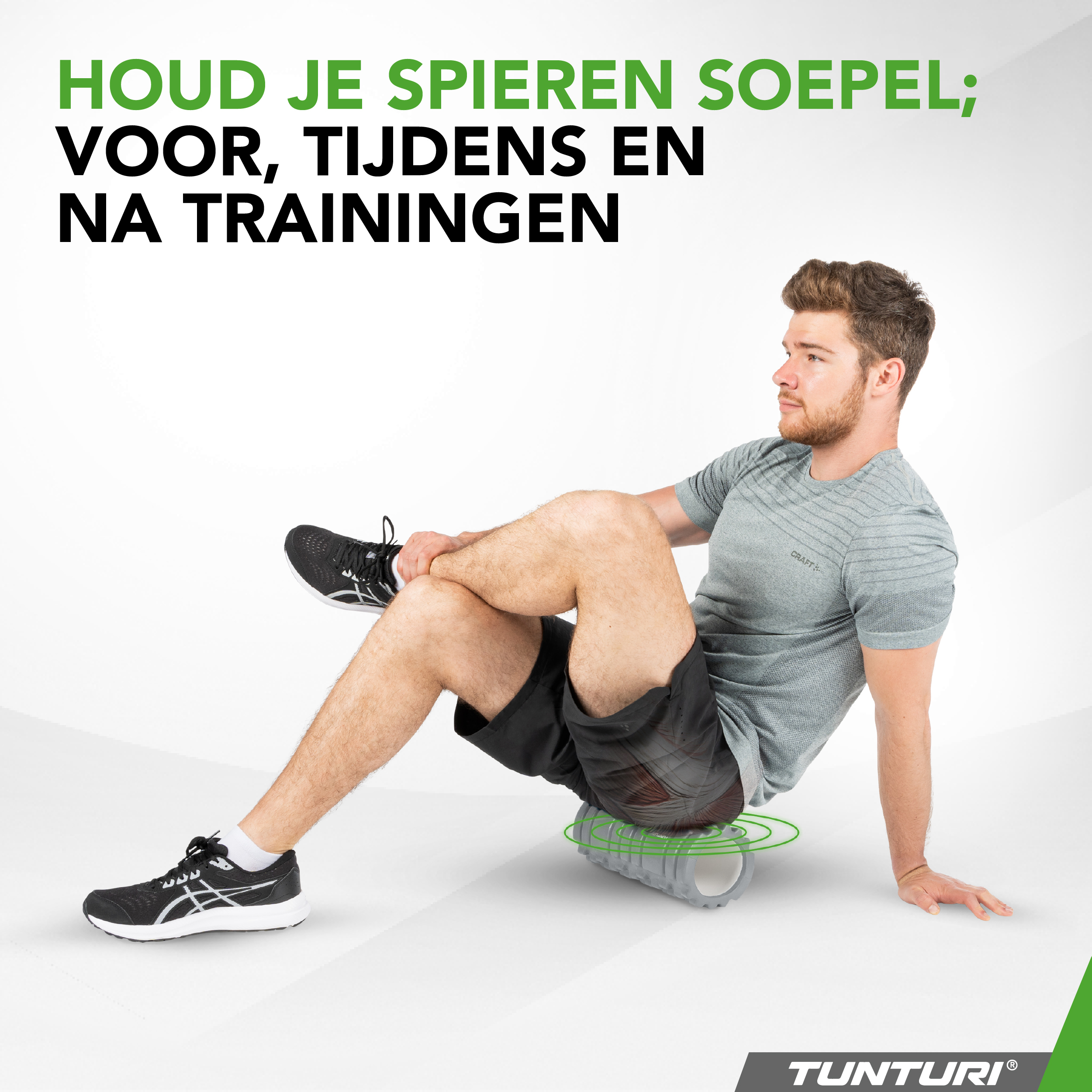 Tunturi Foamroller - Yoga Grid 33 cm - Grijs Tunturi Foamroller - Yoga Grid 33 cm - Grijs