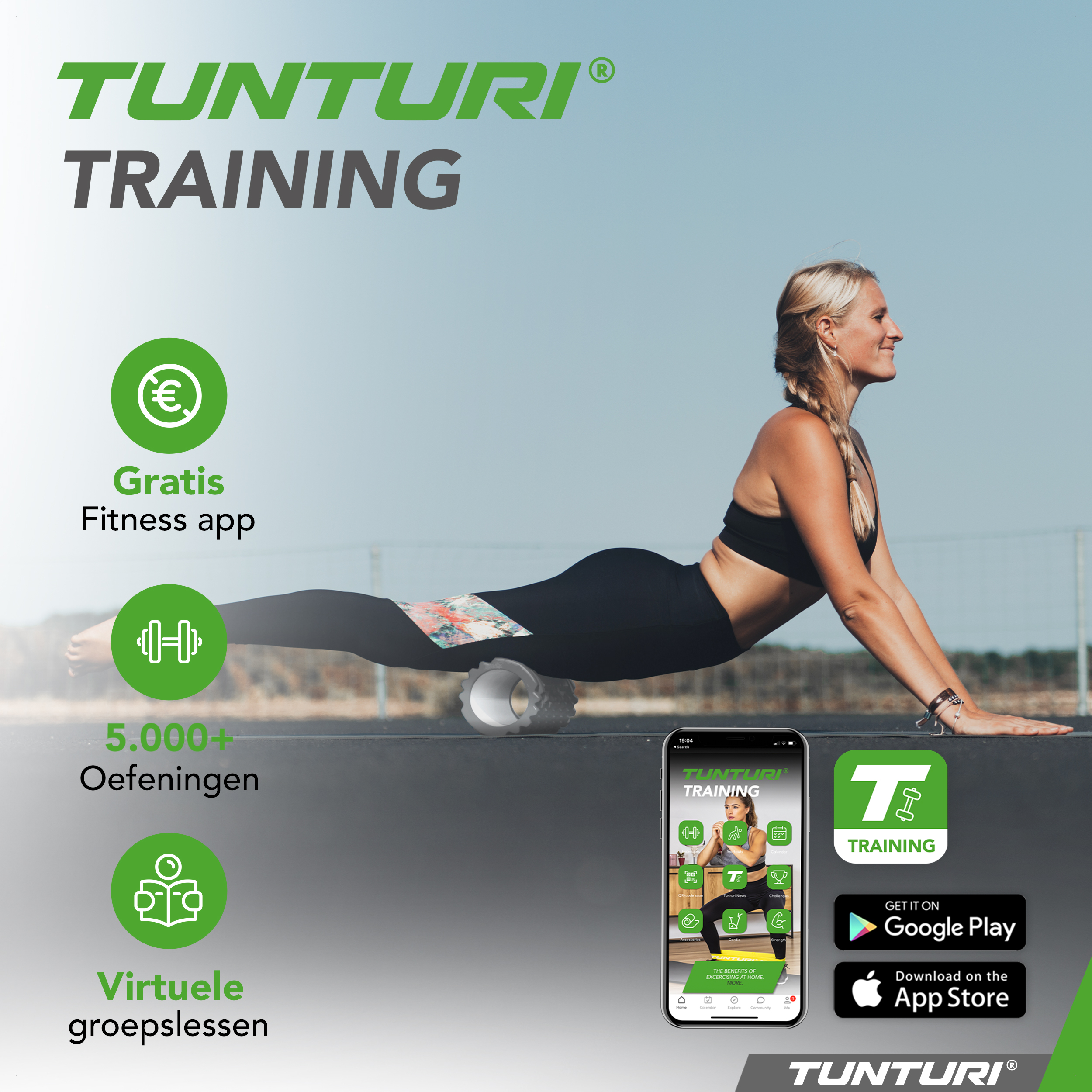 Tunturi Foamroller - Yoga Grid 33 cm - Grijs Tunturi Foamroller - Yoga Grid 33 cm - Grijs