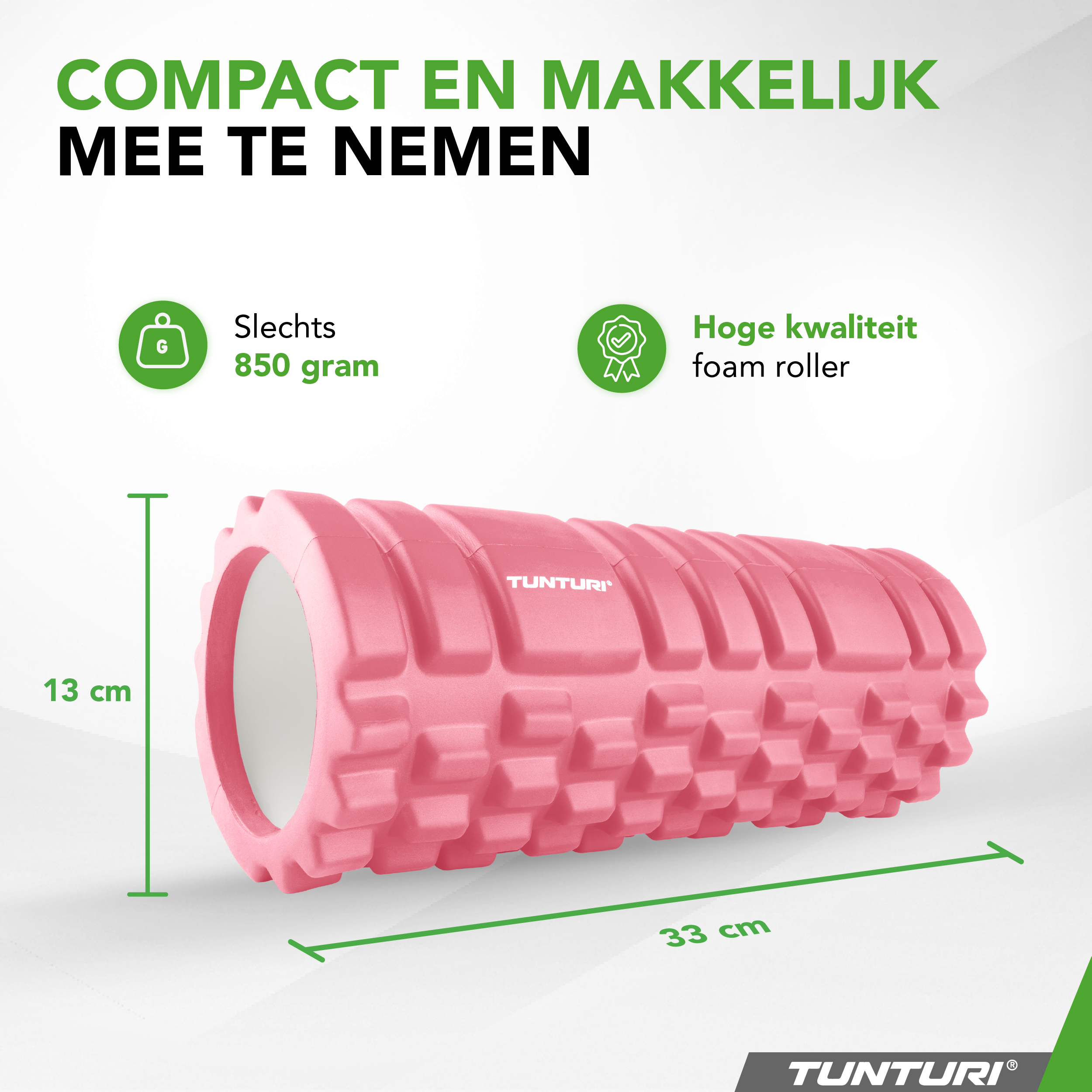 Tunturi Foamroller - Yoga Grid 33 cm - Roze Tunturi Foamroller - Yoga Grid 33 cm - Roze