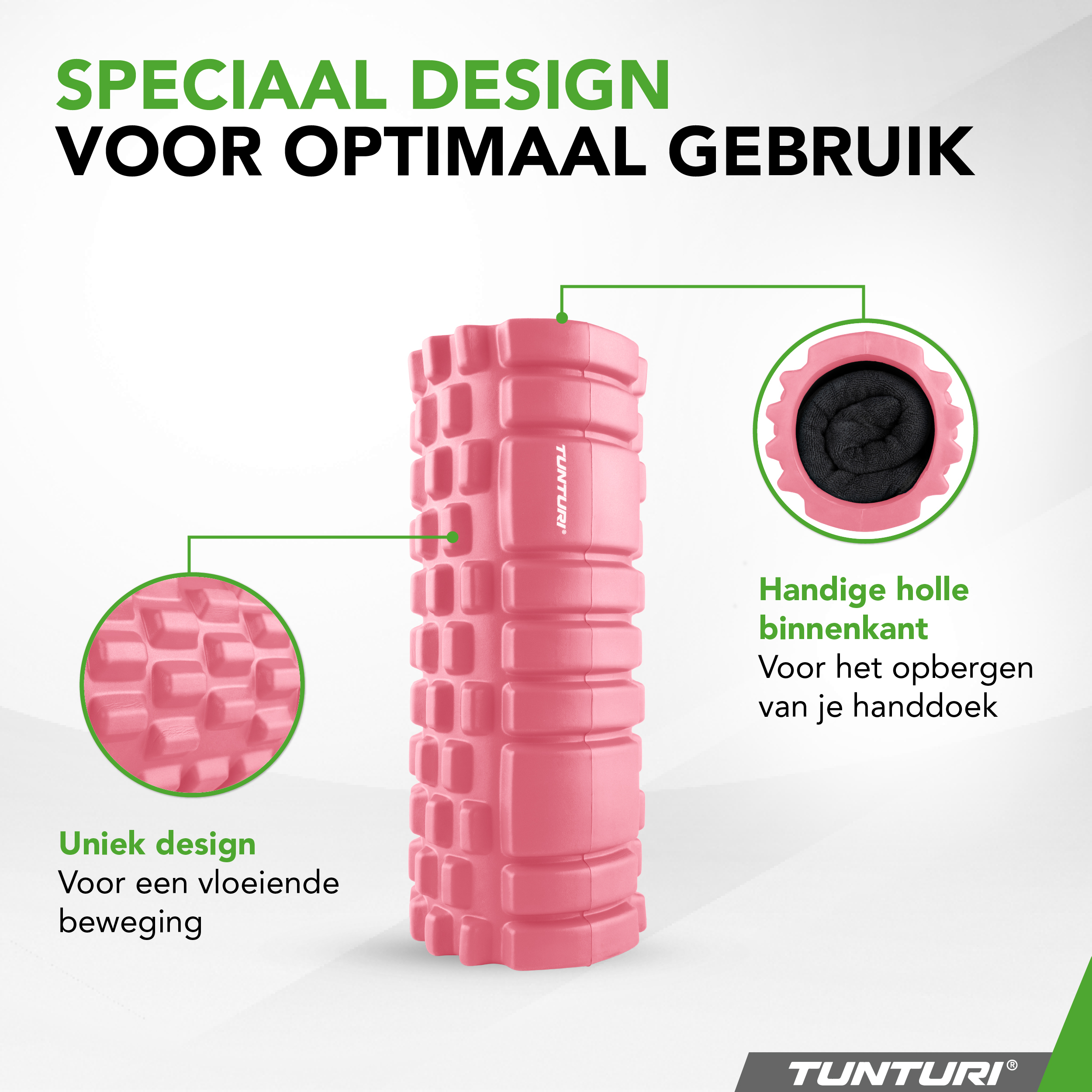 Tunturi Foamroller - Yoga Grid 33 cm - Roze Tunturi Foamroller - Yoga Grid 33 cm - Roze