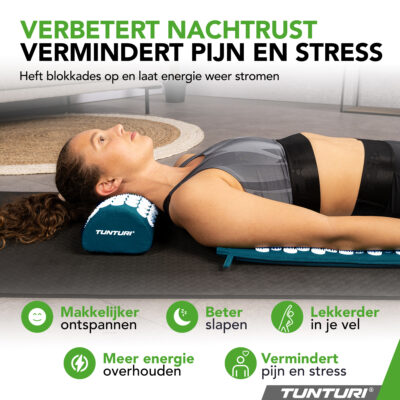 Tunturi Nieuw - Acupressure Mat And Pillow 68x42x2 cm - Petrolblauw