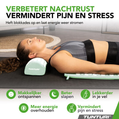 Tunturi Spijkermat - Acupressure Mat And Pillow 68x42x2 cm - Munt