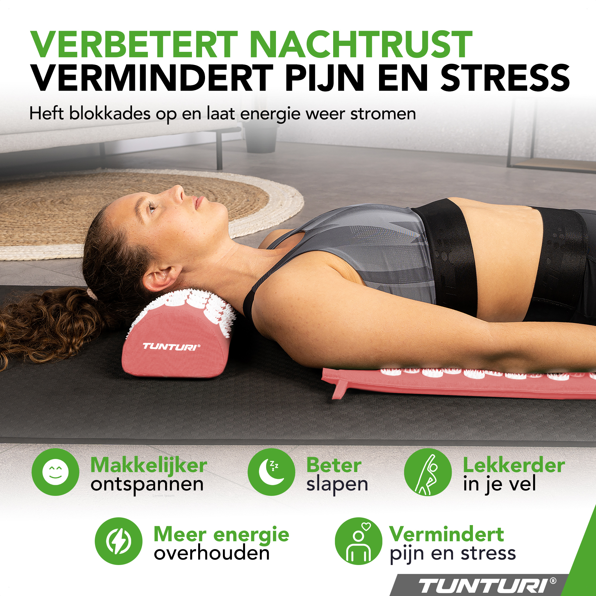 Tunturi Nieuw - Acupressure Mat And Pillow 68x42x2 cm - Roze Tunturi Nieuw - Acupressure Mat And Pillow 68x42x2 cm - Roze
