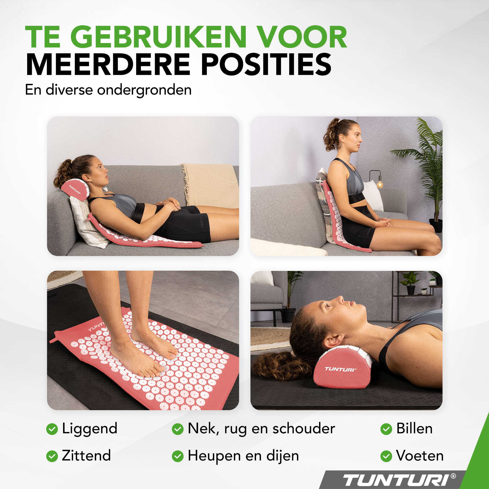 Tunturi Nieuw - Acupressure Mat And Pillow 68x42x2 cm - Roze Tunturi Nieuw - Acupressure Mat And Pillow 68x42x2 cm - Roze