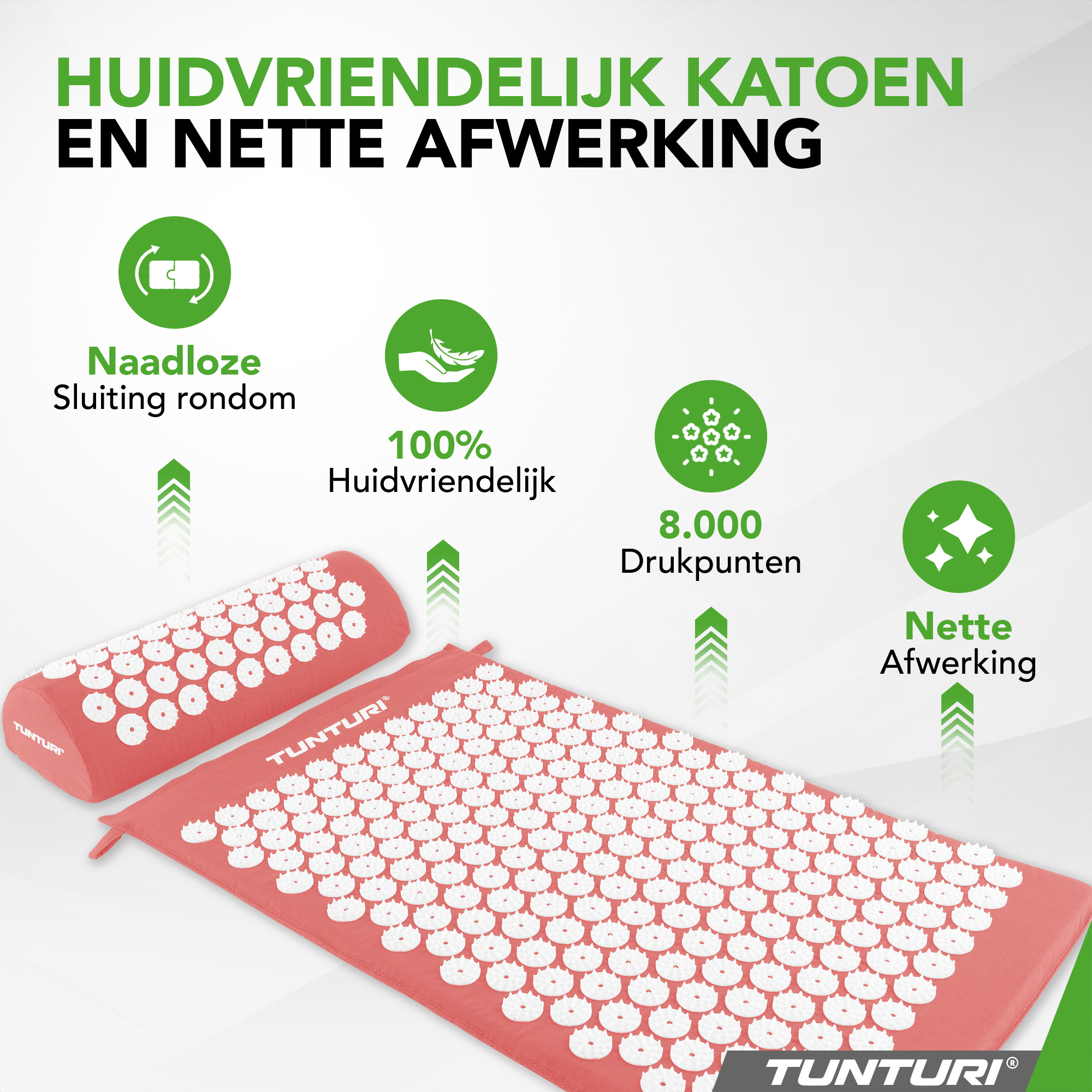 Tunturi Nieuw - Acupressure Mat And Pillow 68x42x2 cm - Roze Tunturi Nieuw - Acupressure Mat And Pillow 68x42x2 cm - Roze